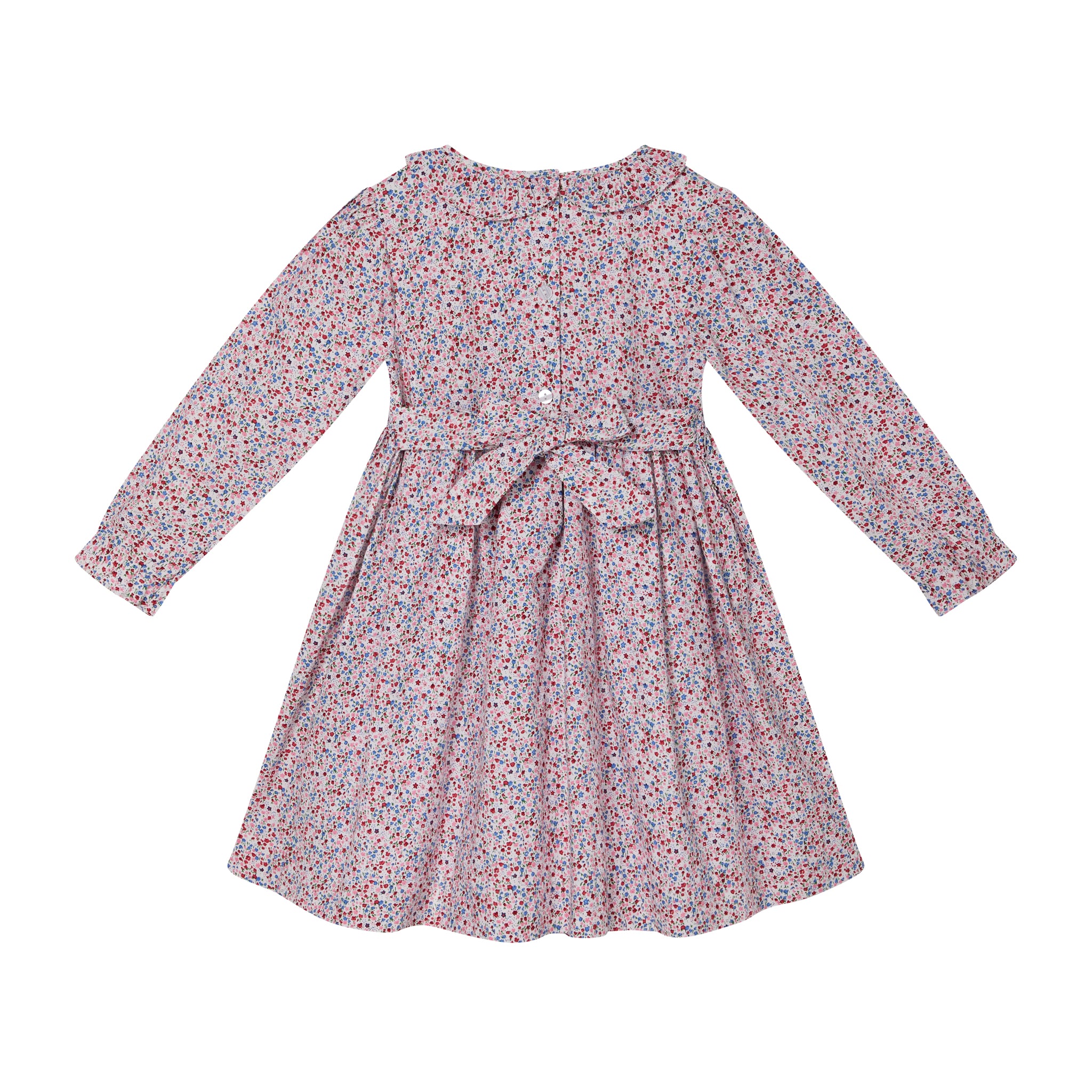 ditsy floral smock dress for girls, hand-smocked, back