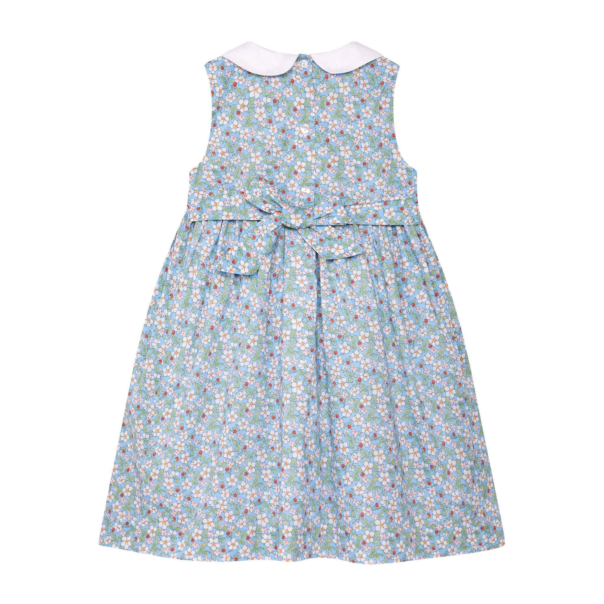 Liberty print dress, hand-smocked, strawberry print dress