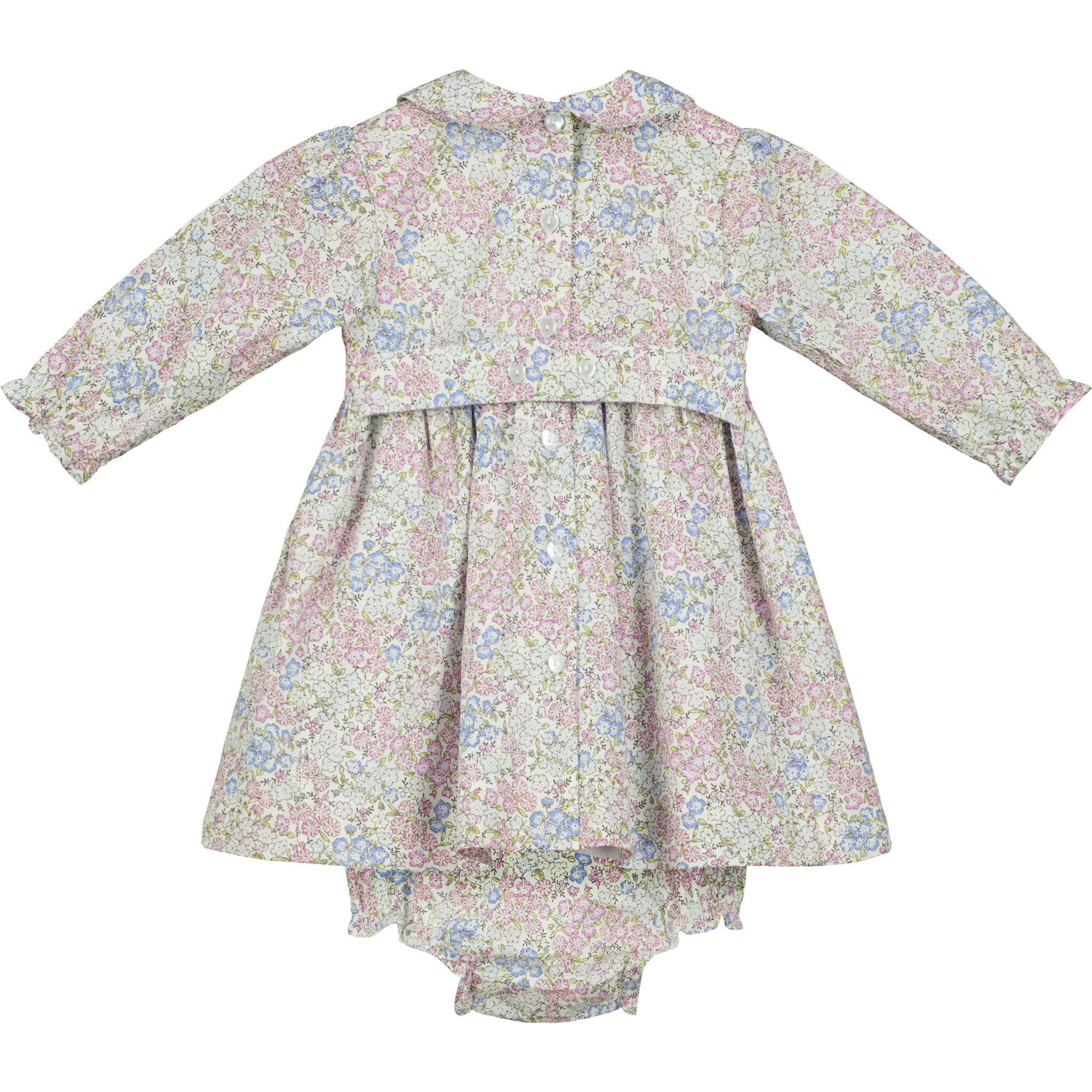 long sleeve smock baby dress, back