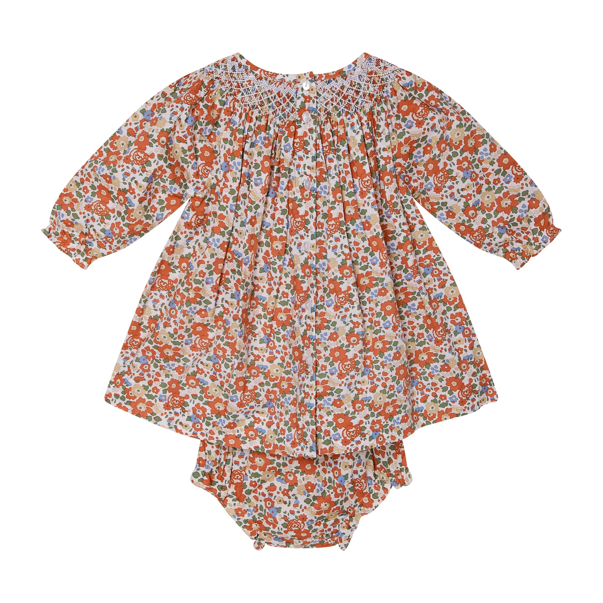 smocked dress floral back