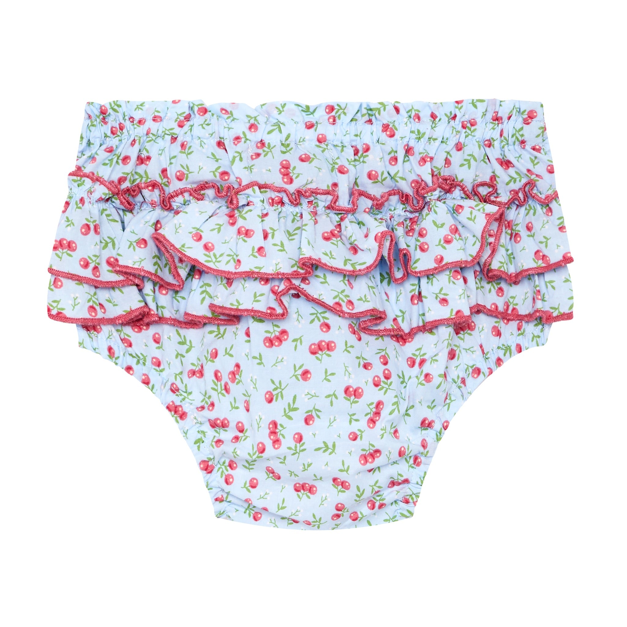 Cherry print baby shorts, back
