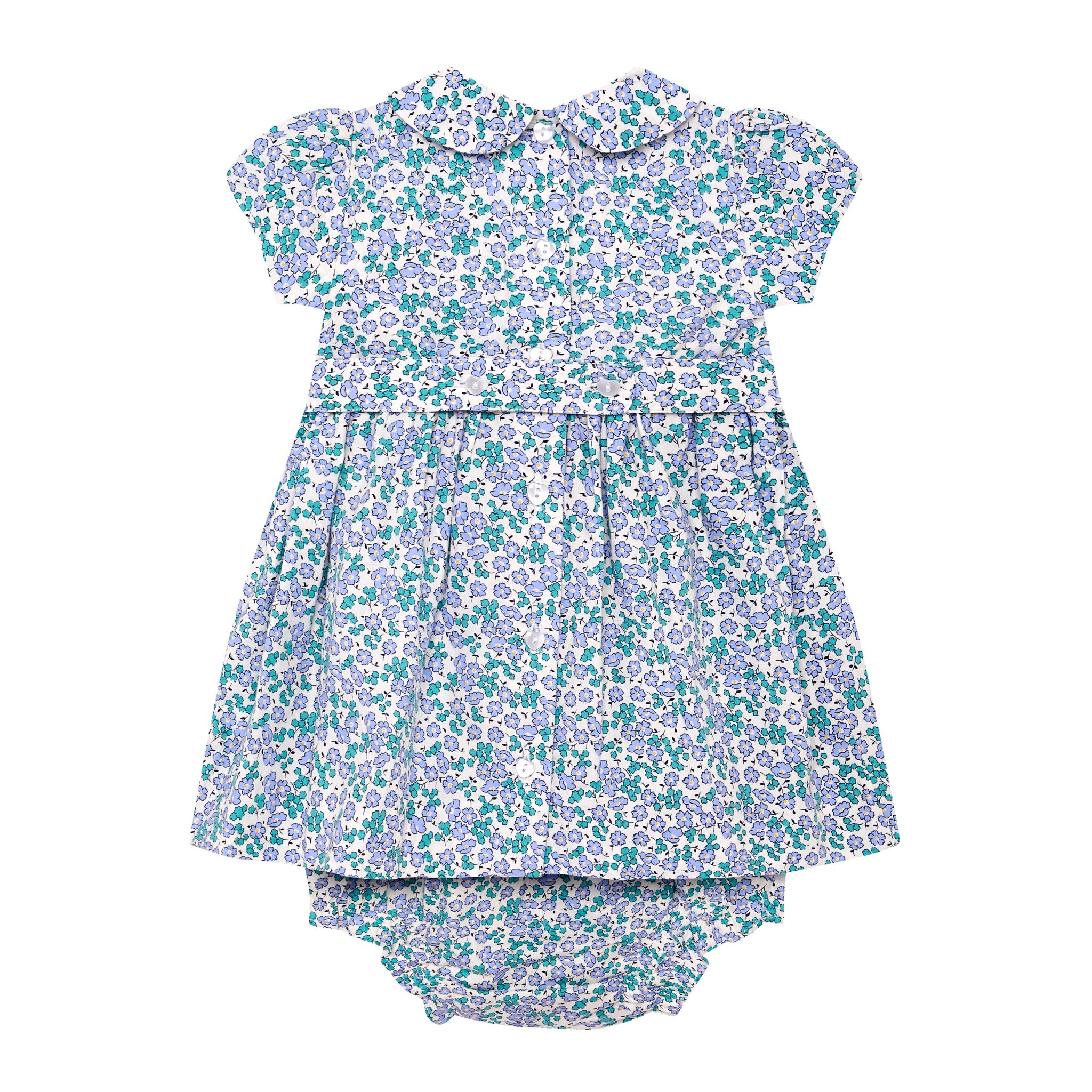 Floral dress with bloomers, hand-smocked, made from 100% cotton, back