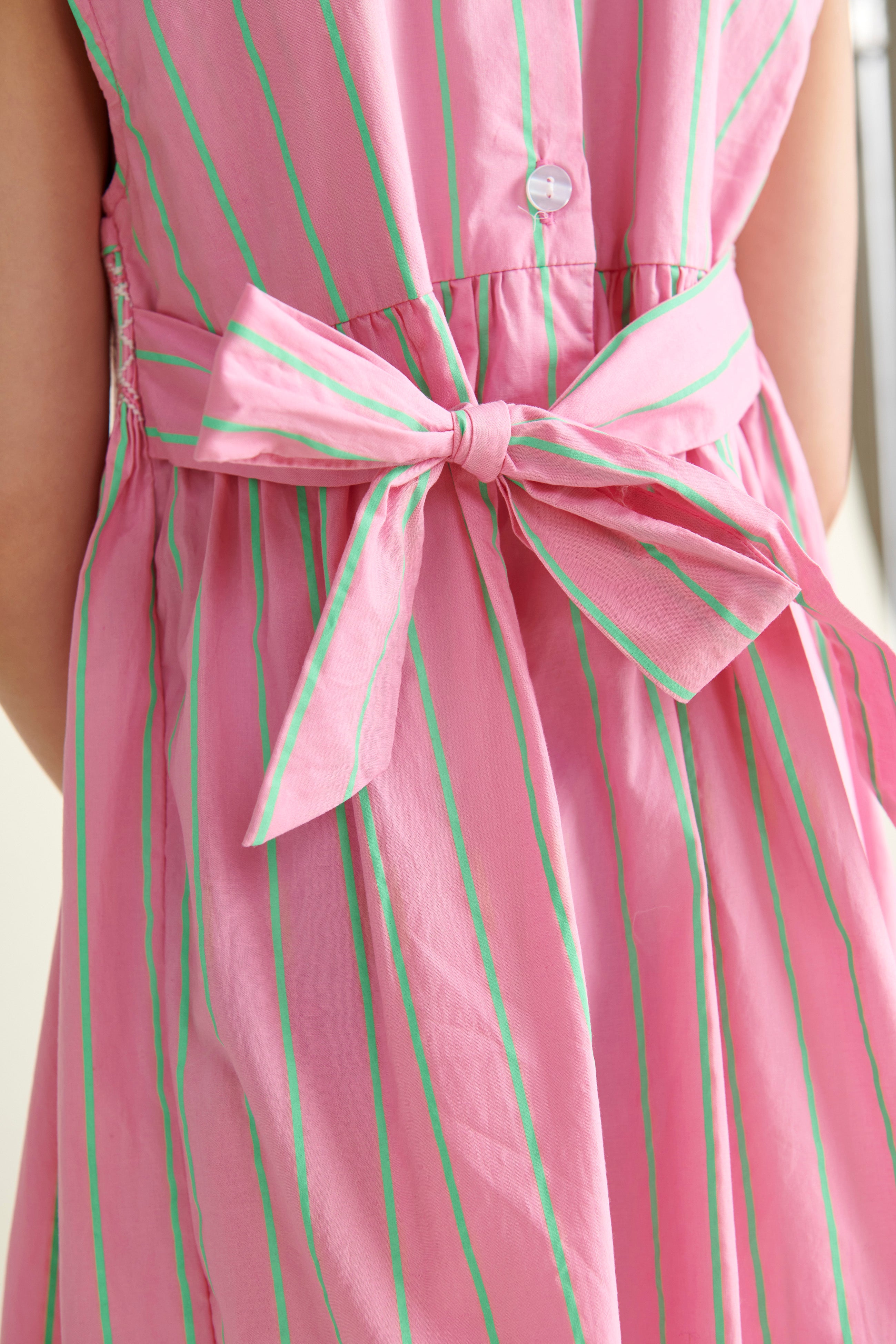 Hand-Smocked Girls Dress - Coral