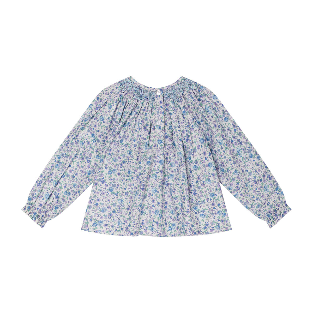 floral smocked blouse for baby, back