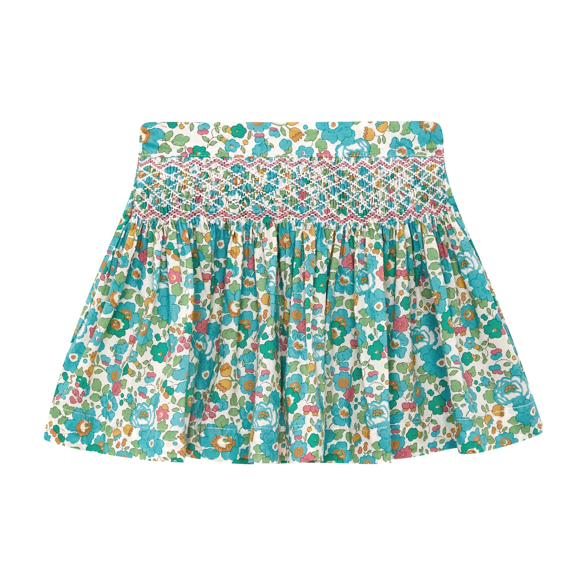 smocked girls skirt, Liberty Betsy fabric, front