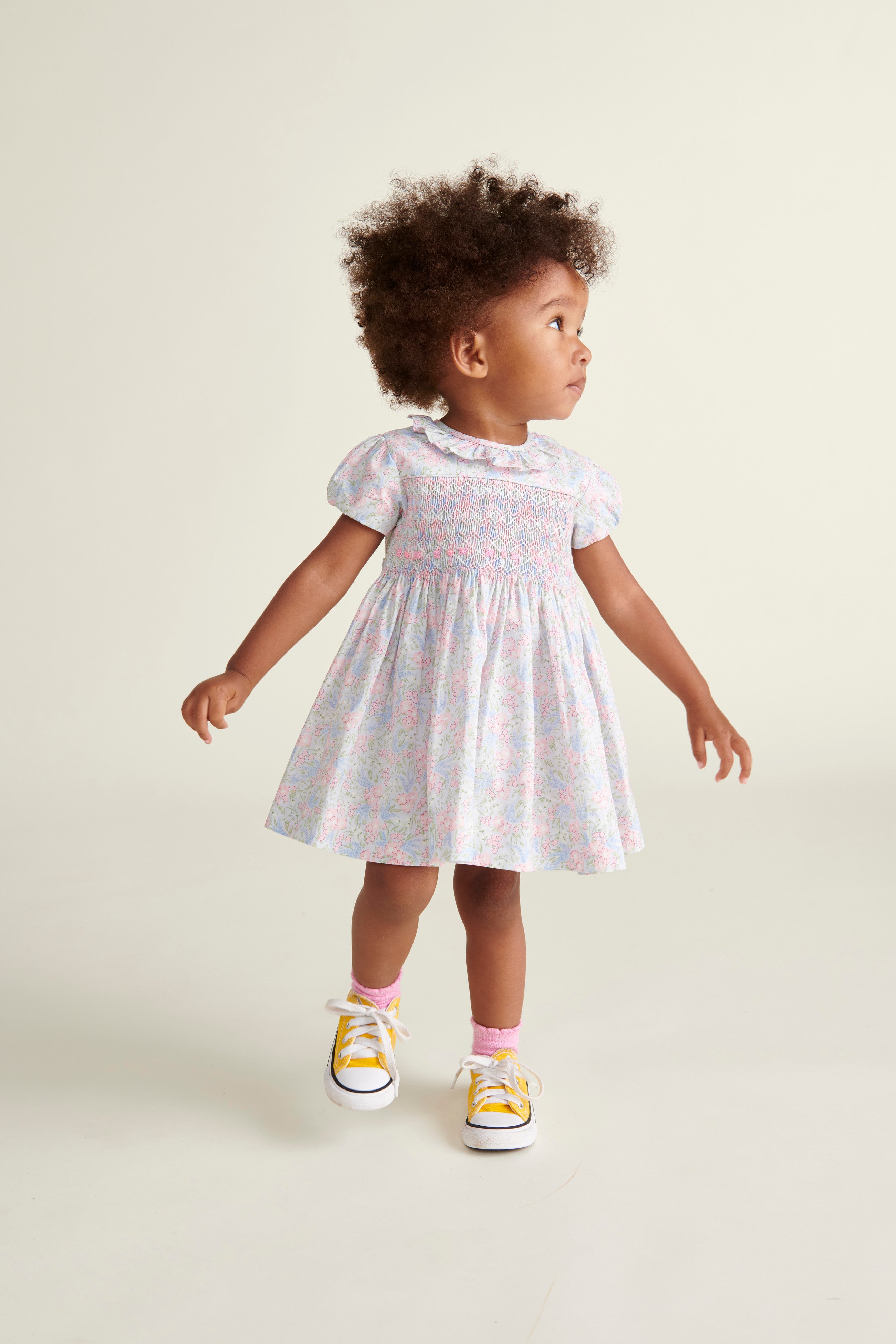 Hand-Smocked Baby Dress - Geranium