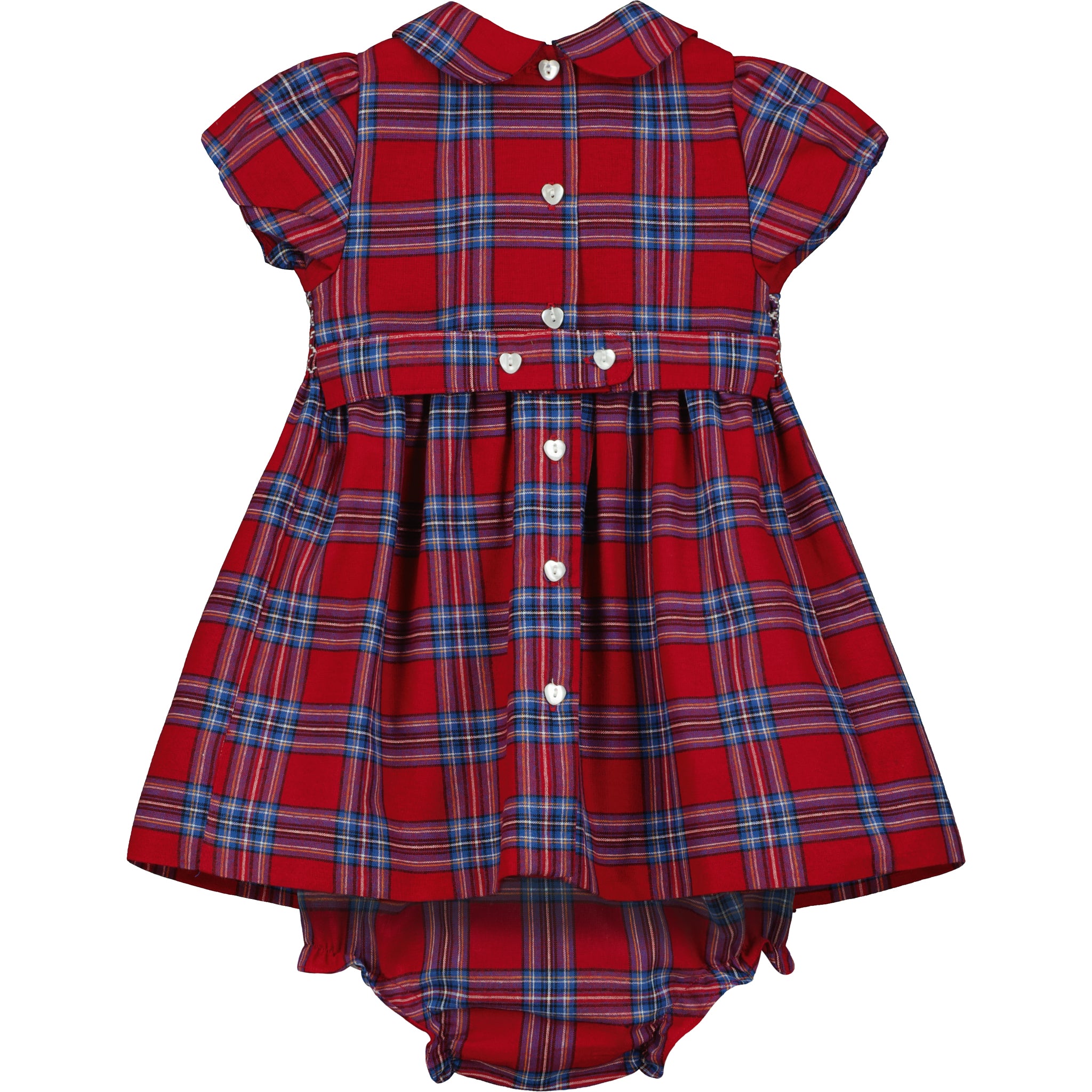 red tartan baby Christmas dress, back