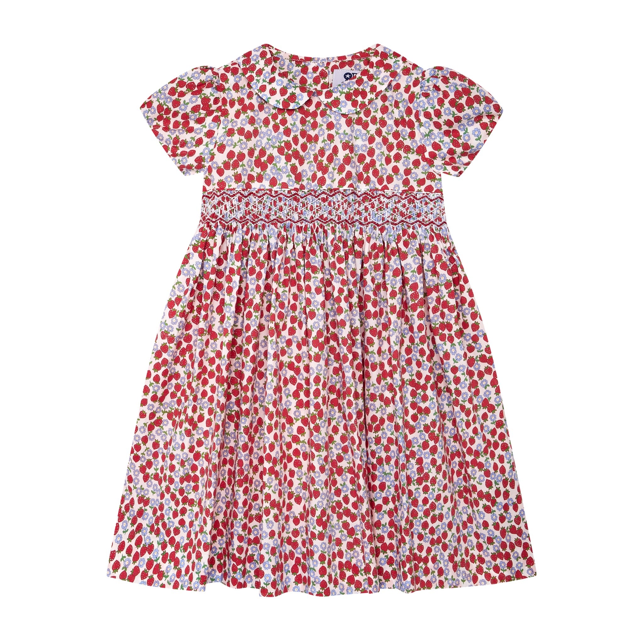 strawberry print dress, smocked, front