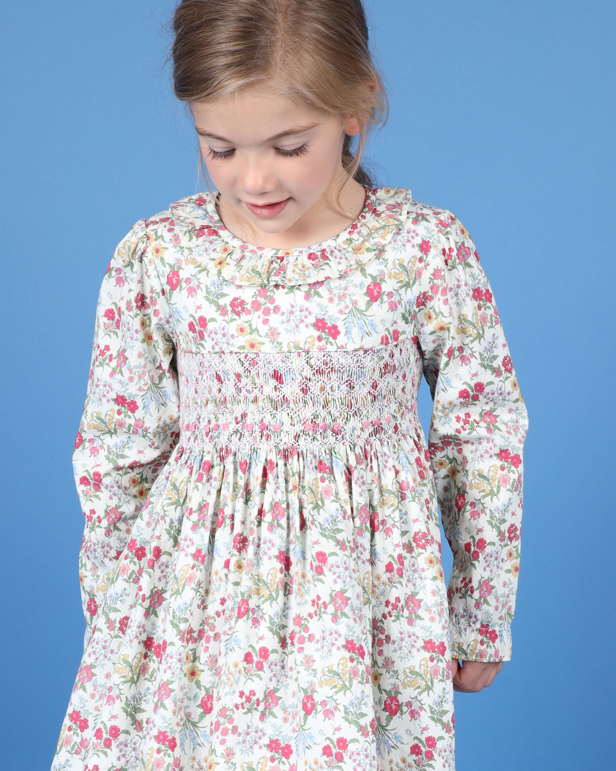 Smocked Girls Dress - Maple