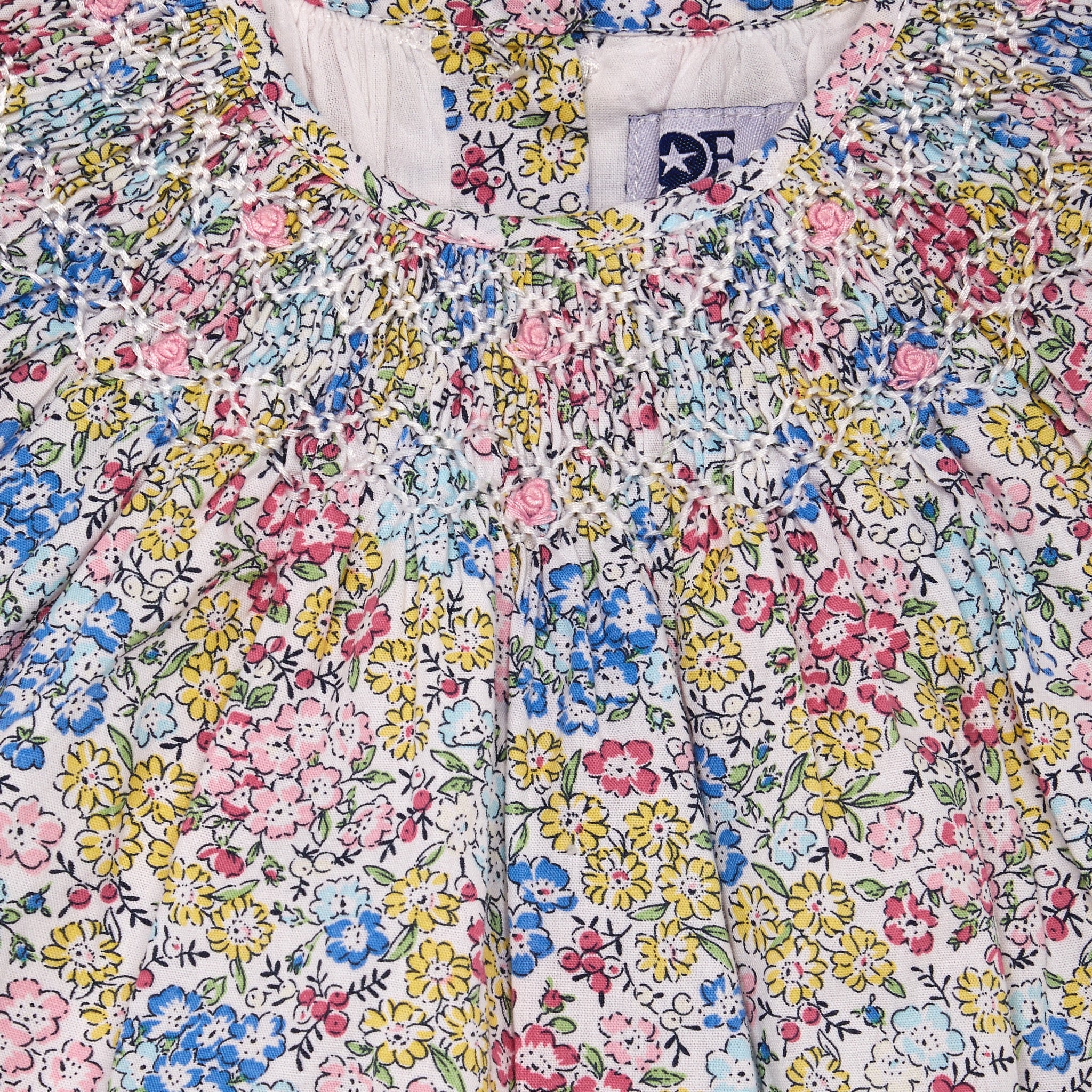 Floral Baby bubble, hand-smocked,