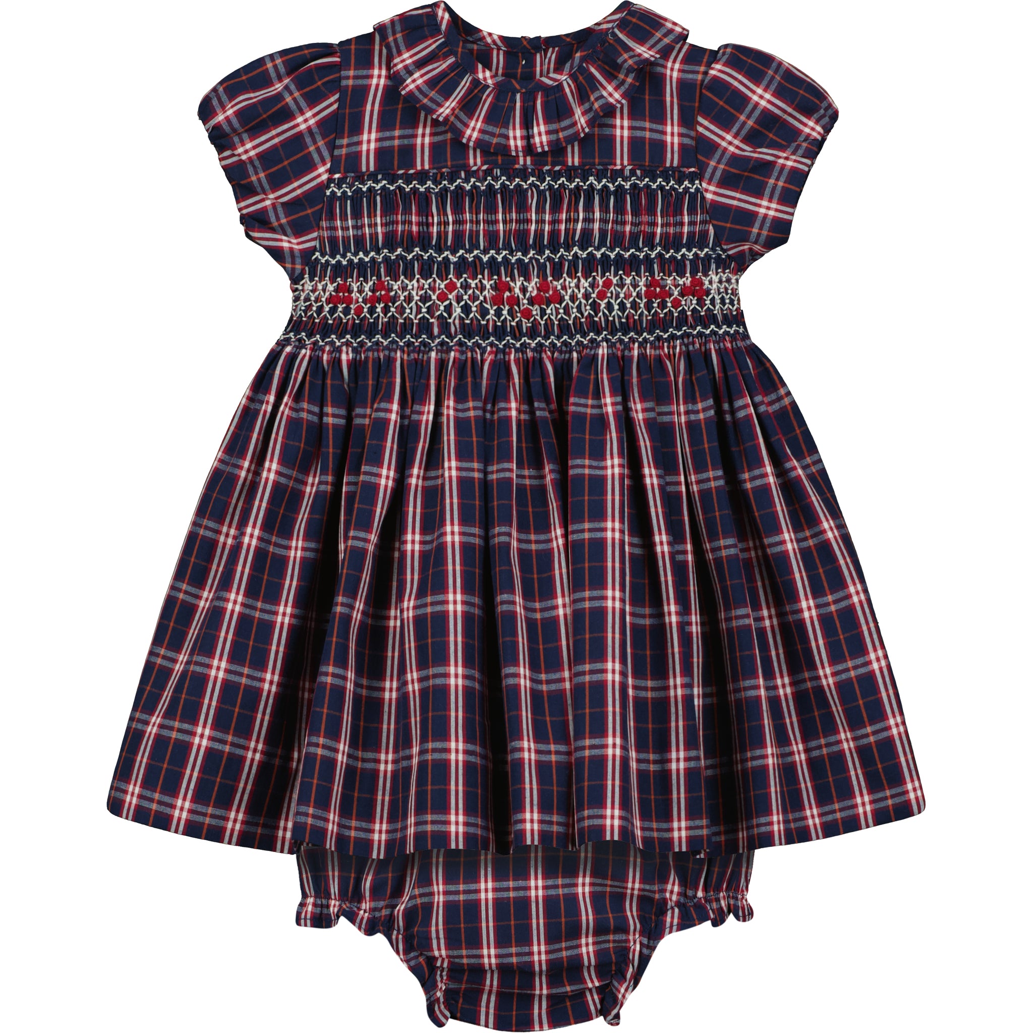 tartan smock dress, blue, front