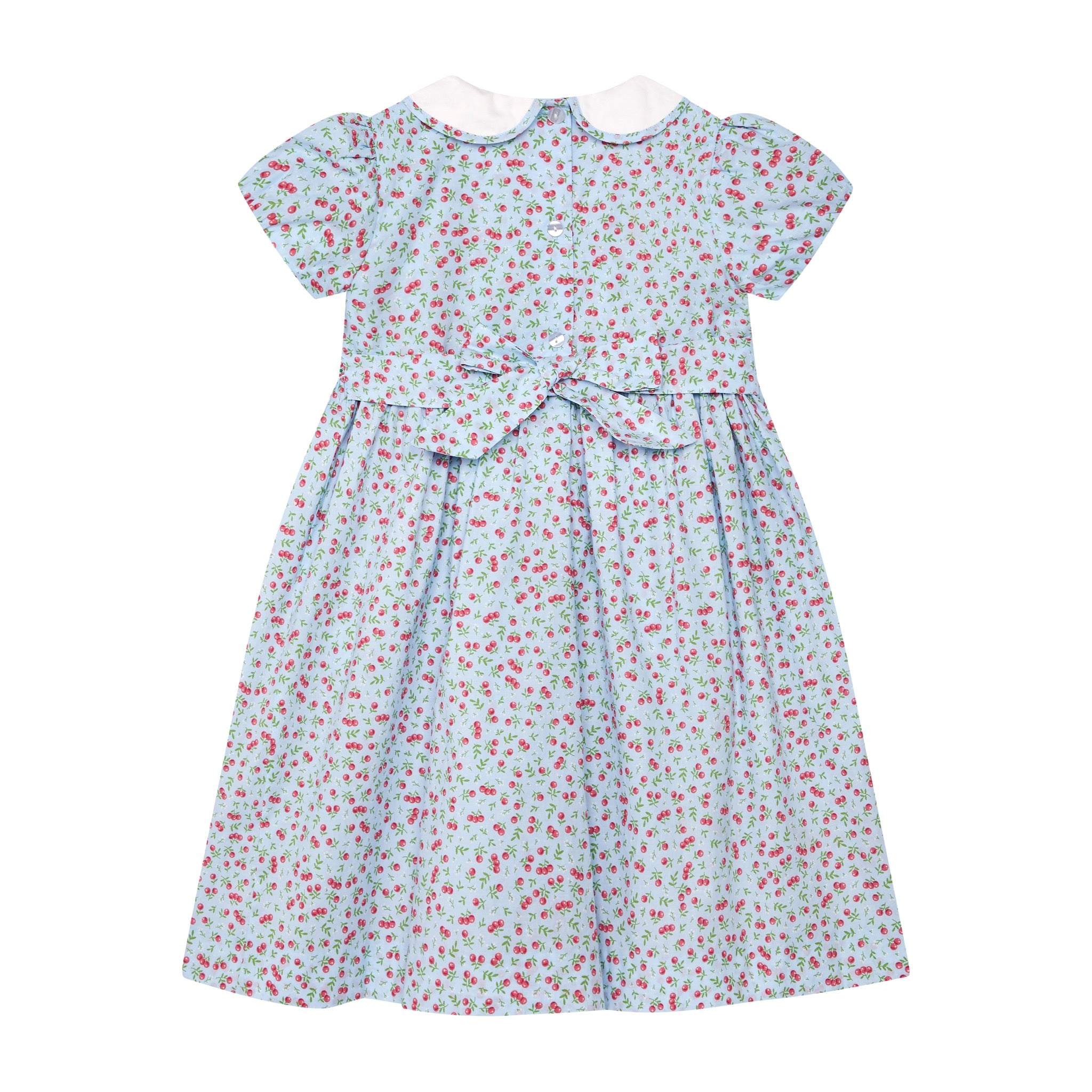 cherry print girls dress, back