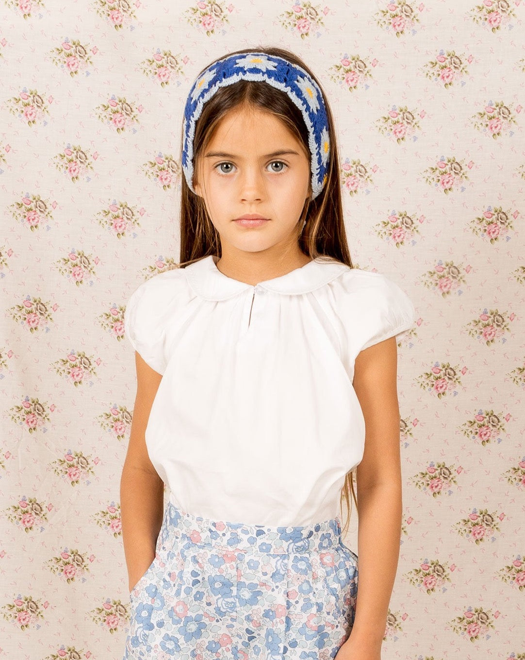 girl in white cotton blouse