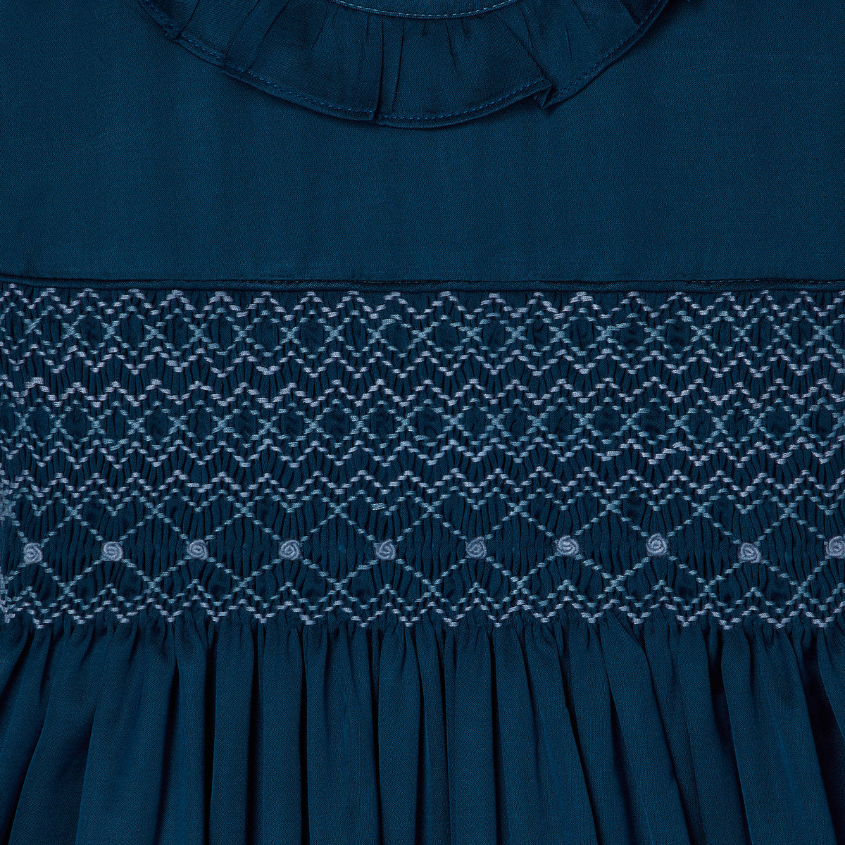 Hand-Smocked Girls Dress - SAPPHIRE