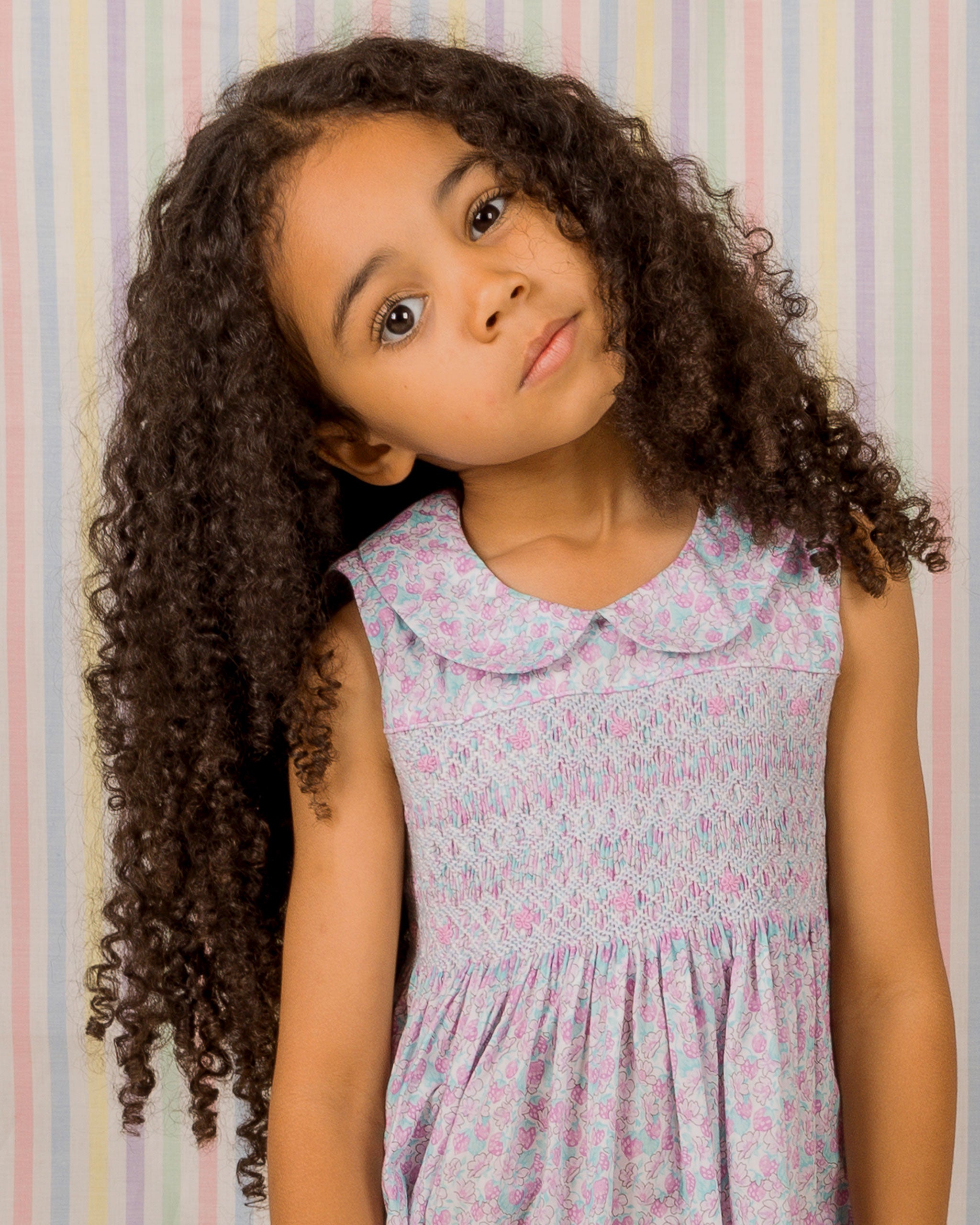 smcked girls dress with pink strawberry design