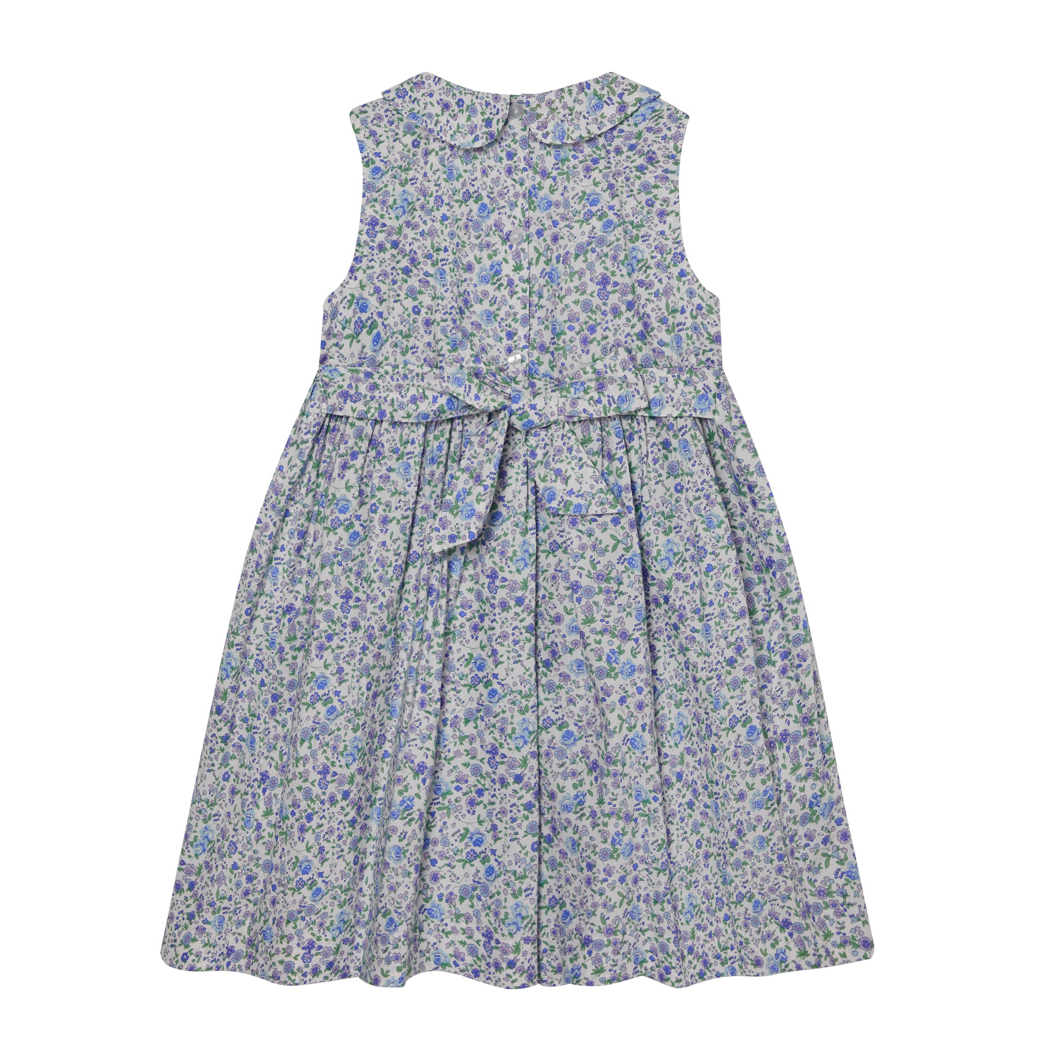 lilac girls dress hand smocked and embroidered, back