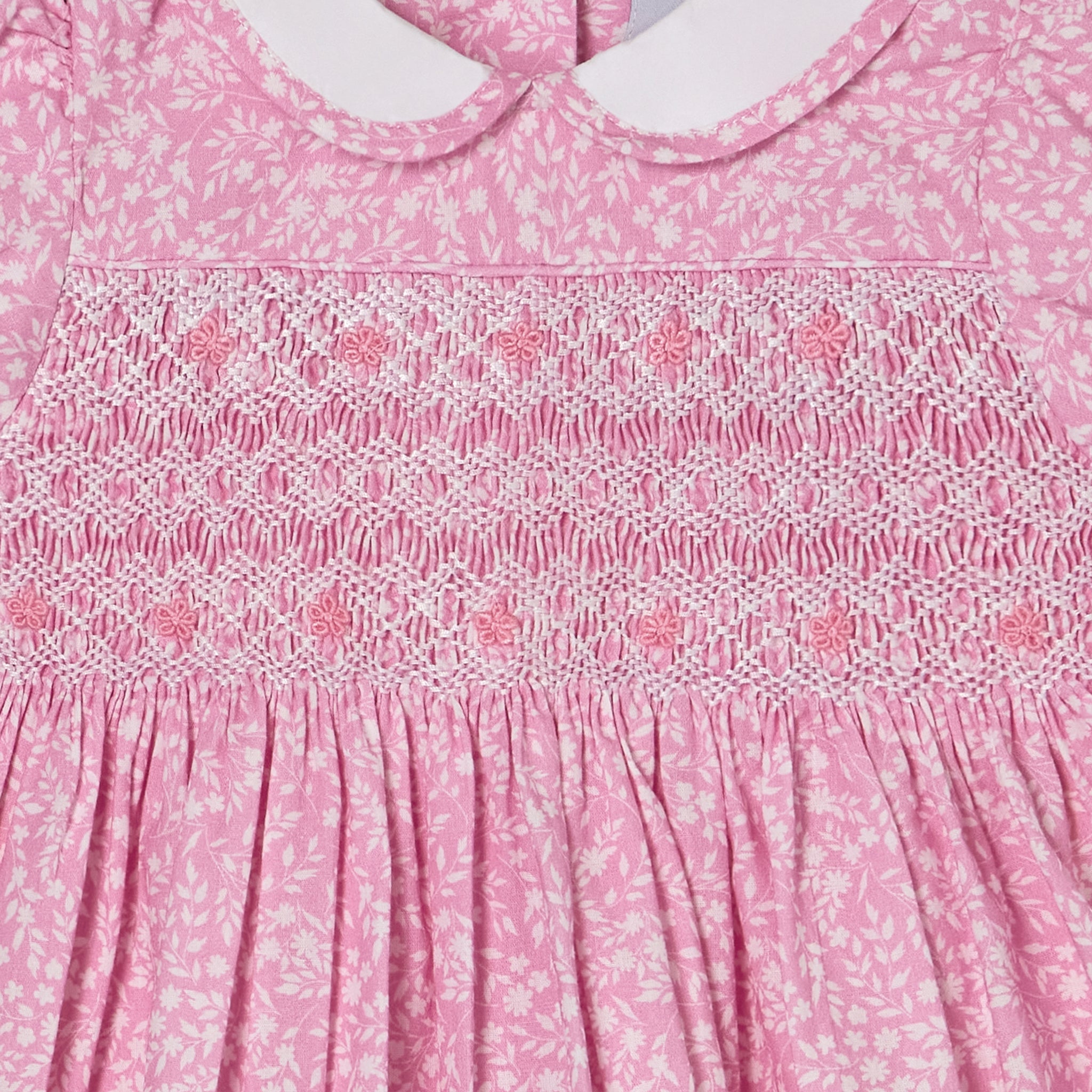 smock detail pink baby dress erica
