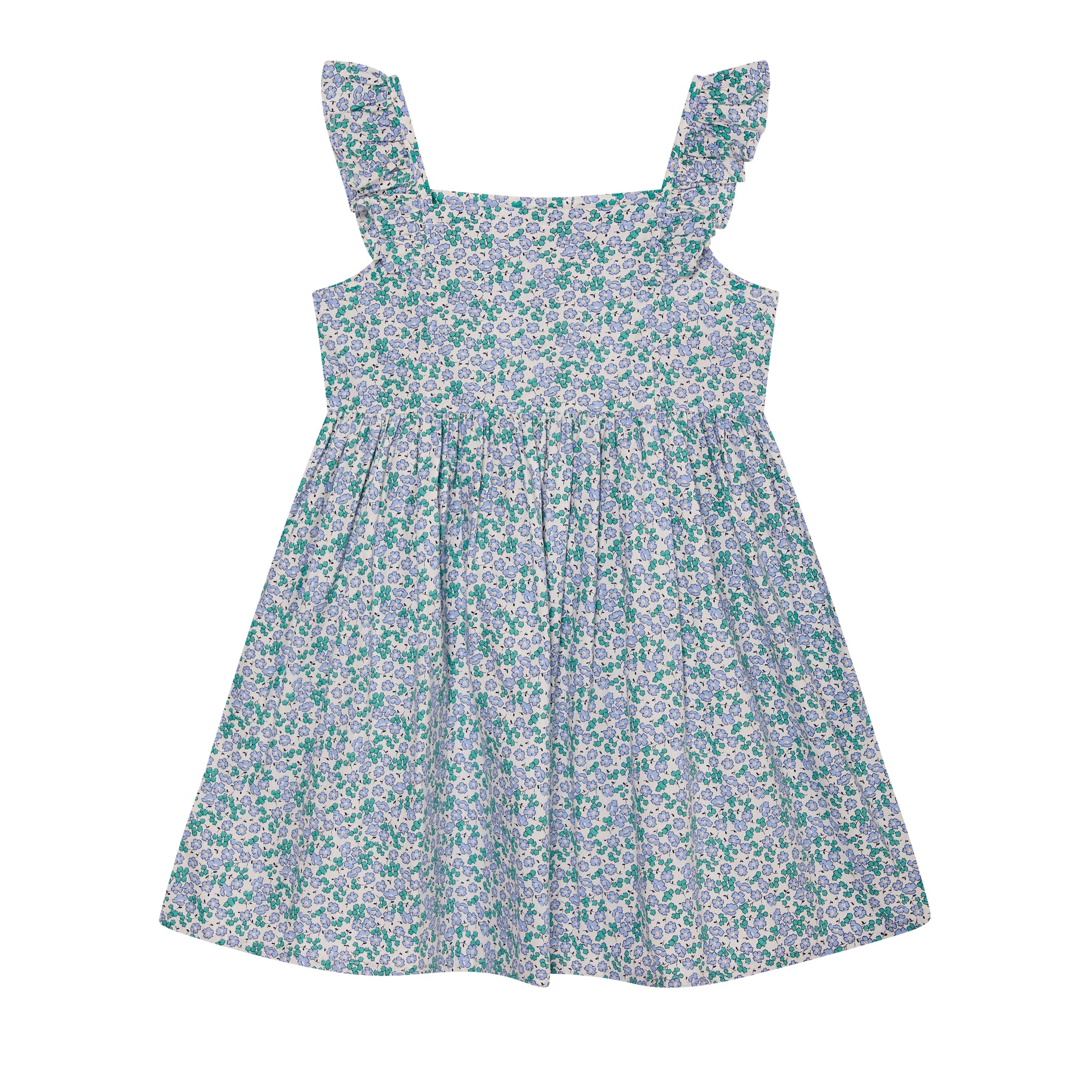 lavender and green floral sundress for girls, back