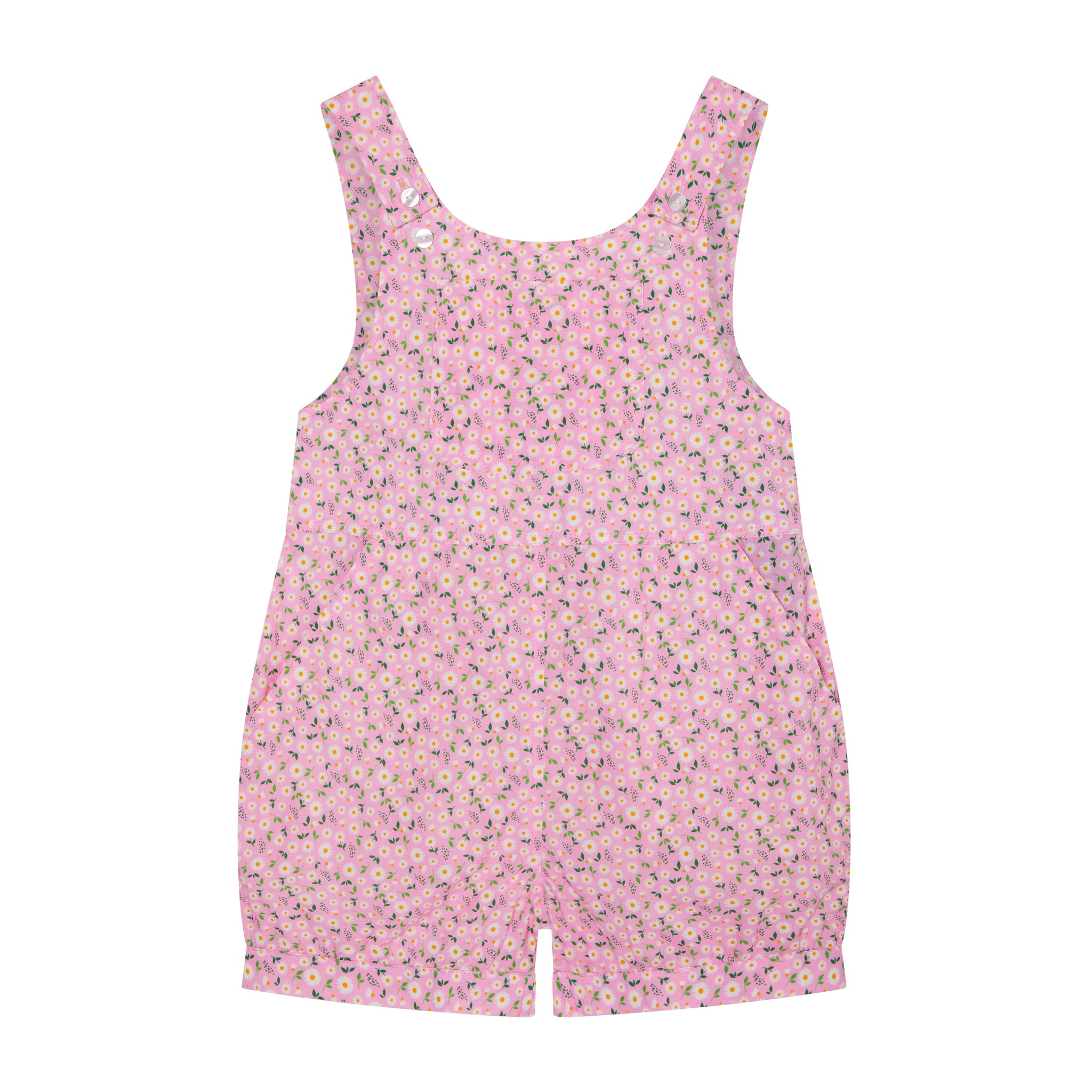 pink daisy dungarees, front