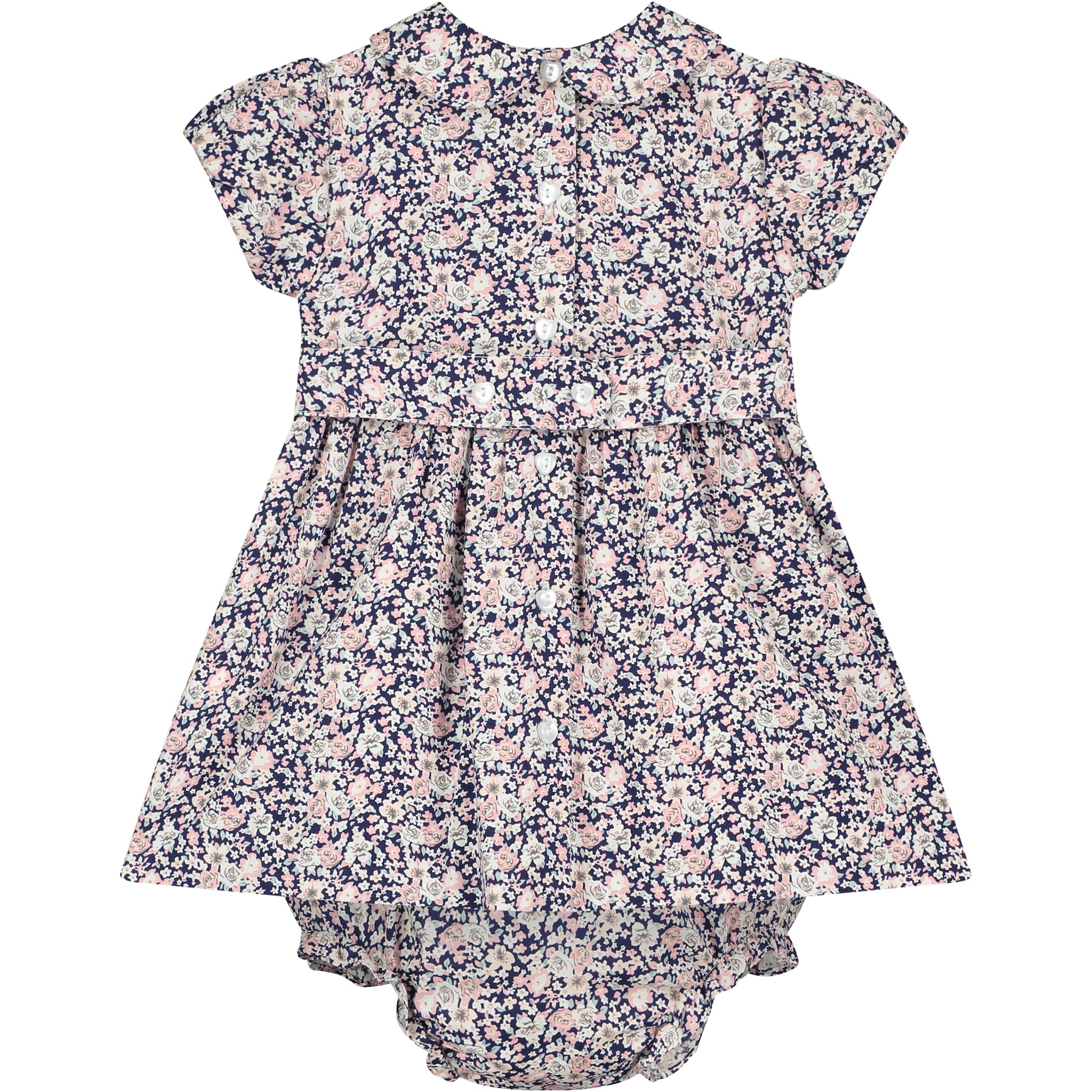 hand-smocked baby dress, back