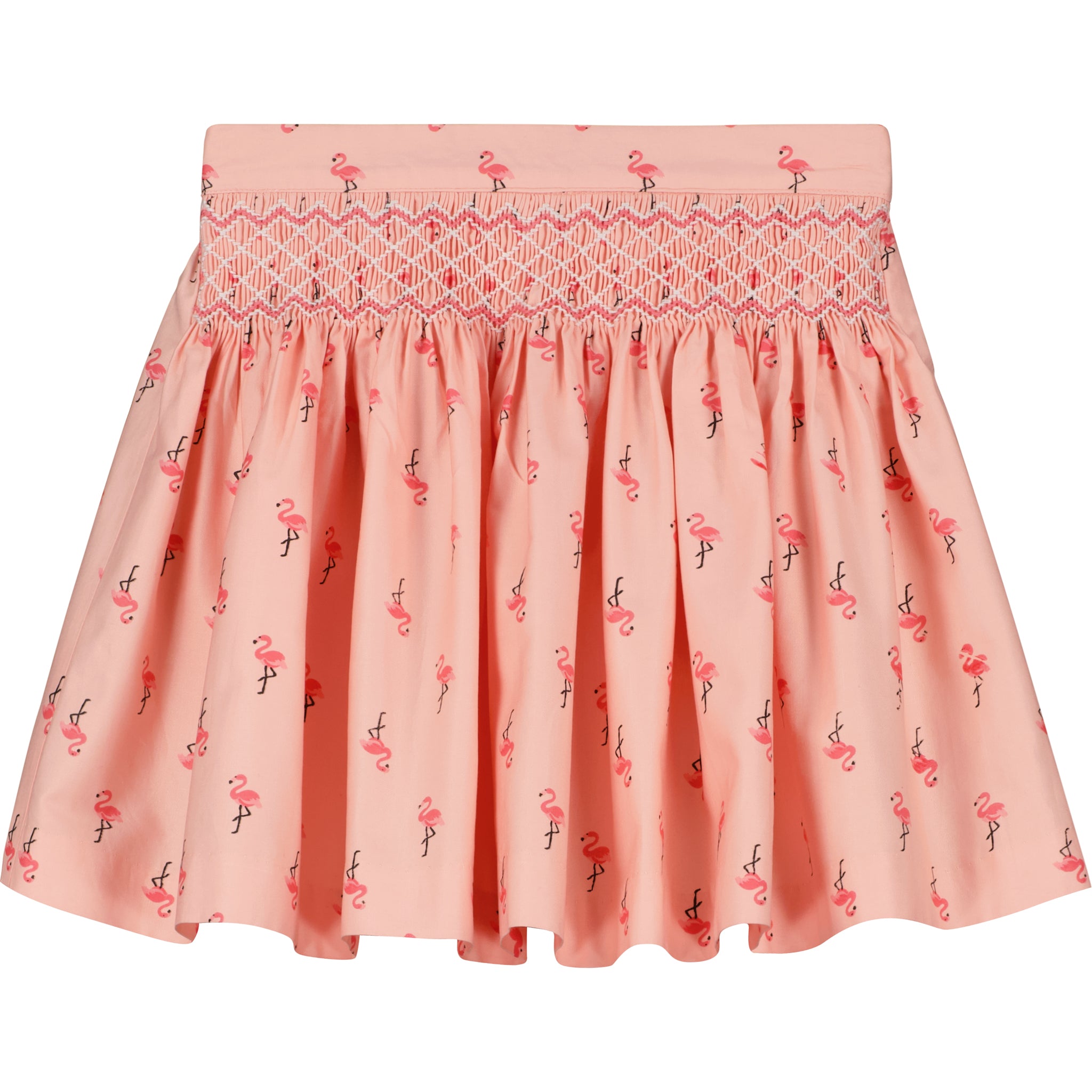 orange flamingo print skirt for girls, front