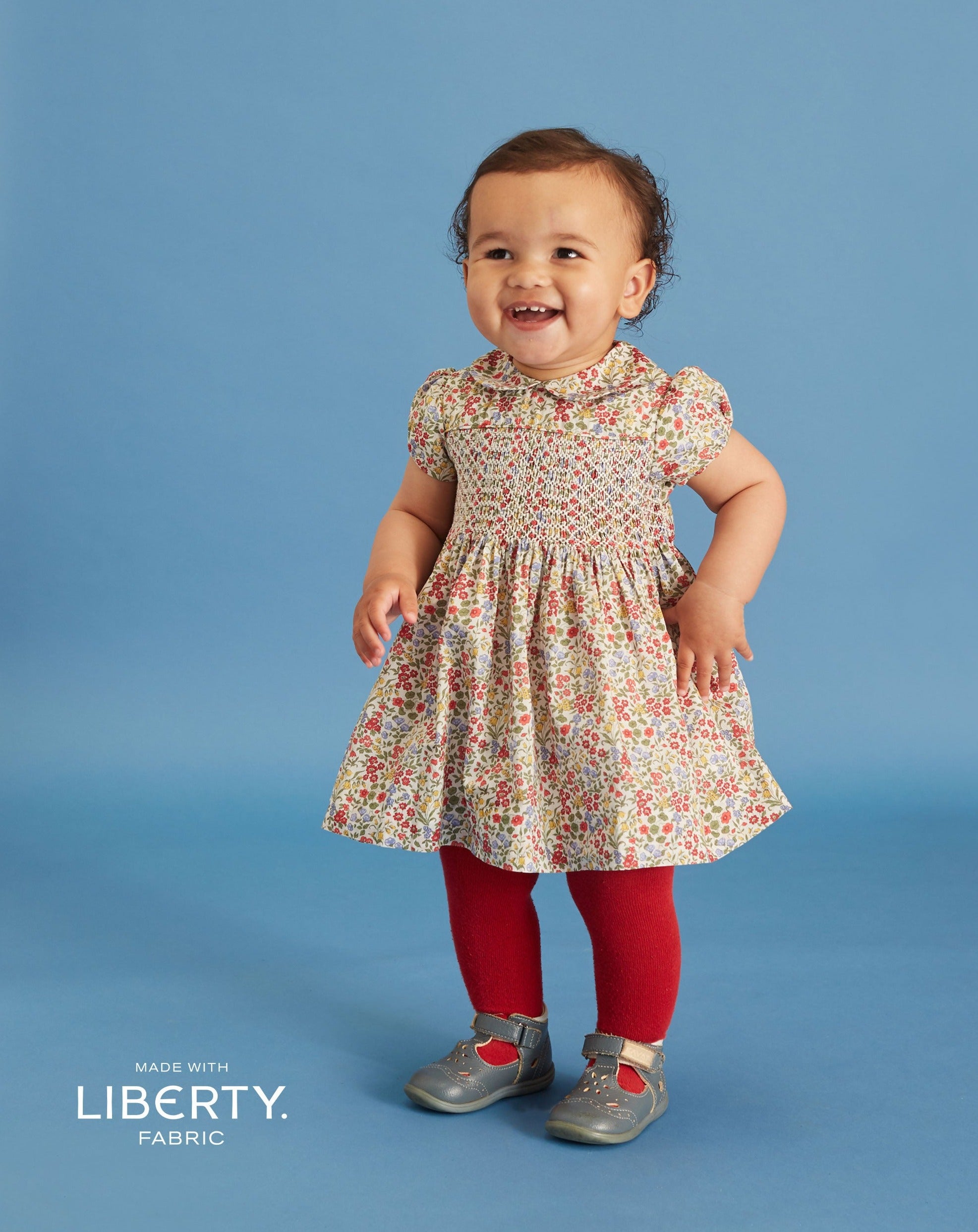 universitetsstuderende Vend tilbage helikopter Made with Liberty fabric: Baby Dress - Greta – Question Everything London