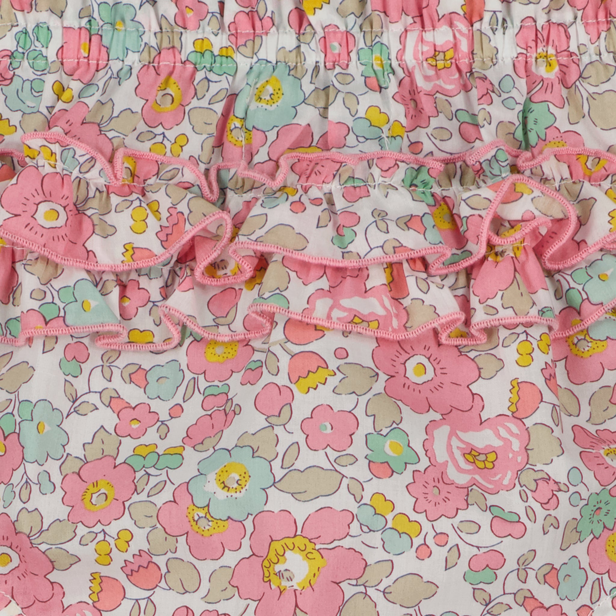 Liberty print baby shorts, detail