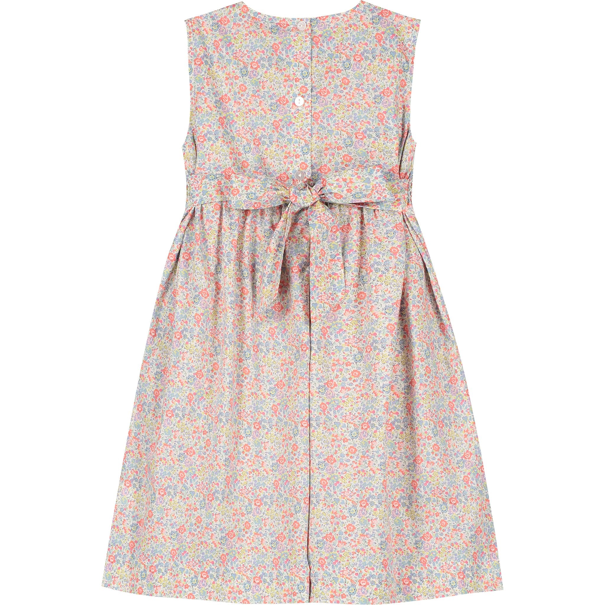 Liberty print smocked girls dress back