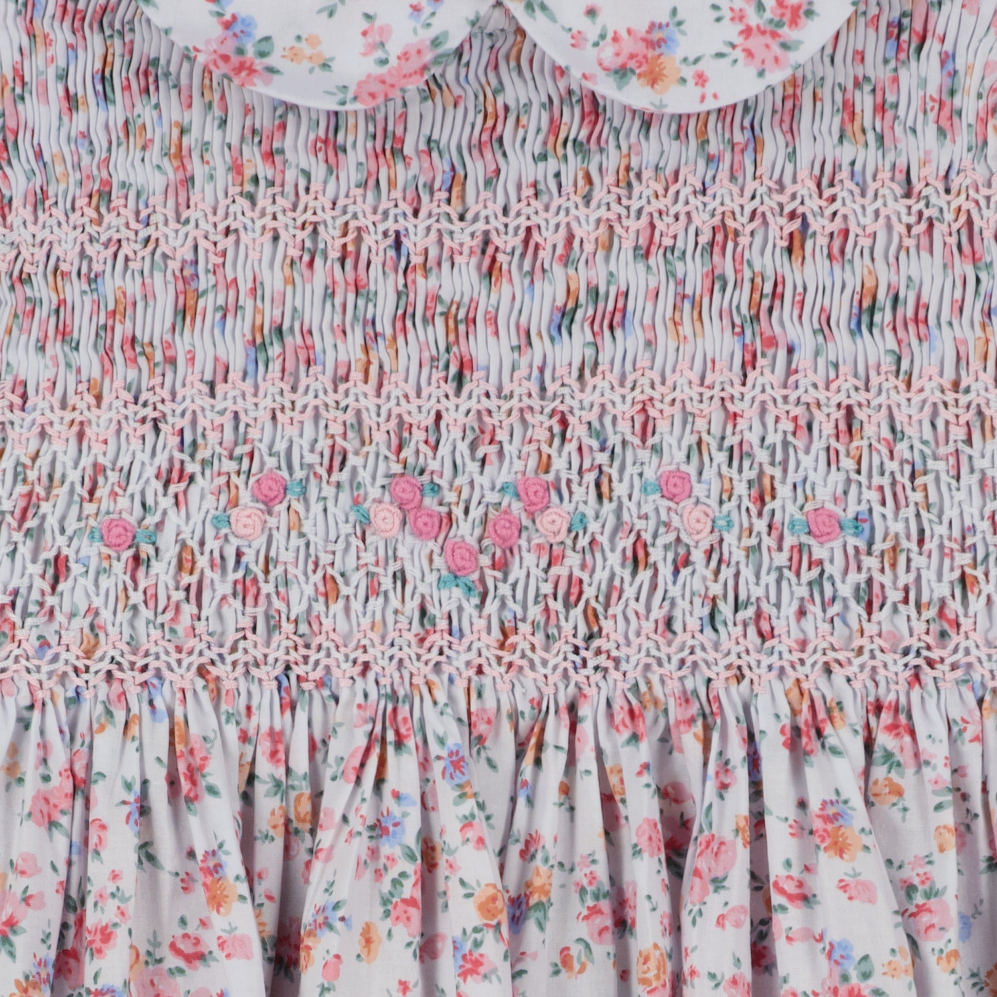 sleeveless hand-smocked dress, detail