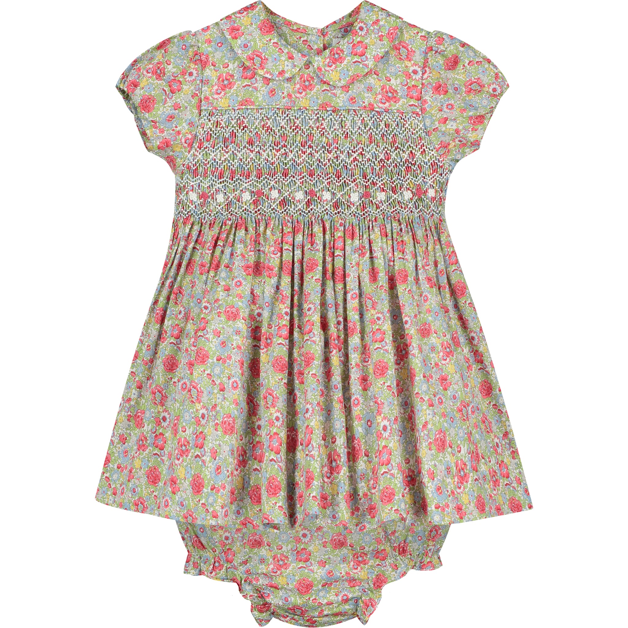 floral smock dress made from Liberty fabric, front