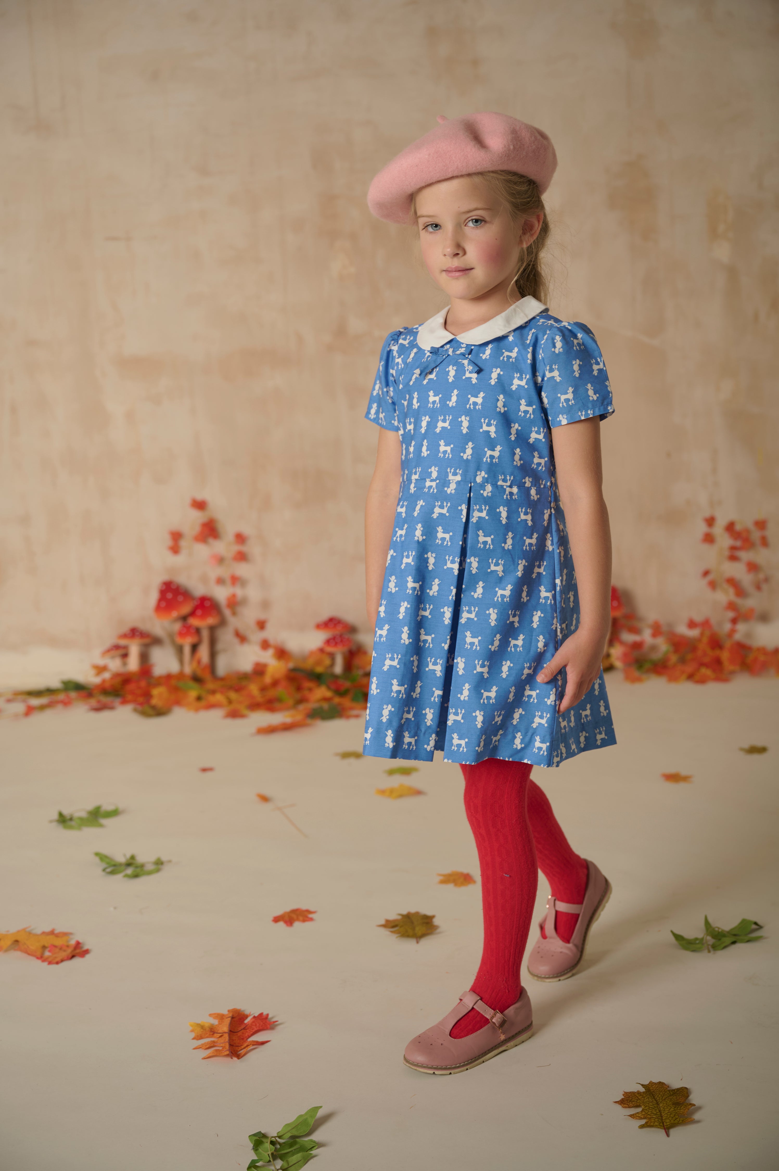 Poodle Motif Girls Dress - Bijoux