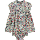 floral hand-smocked winter dress for baby, front 