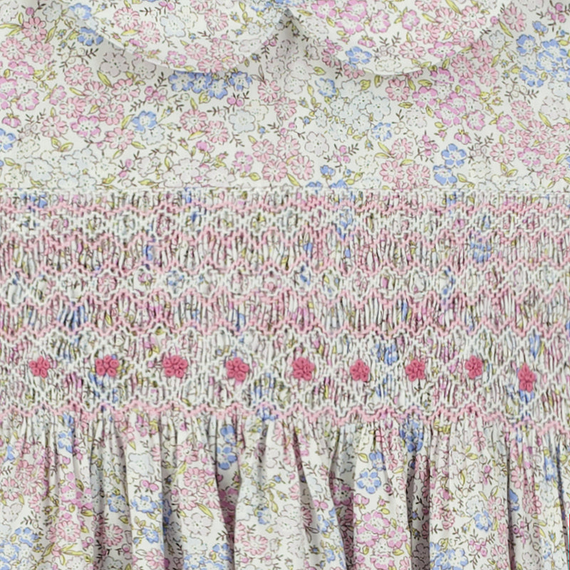 long-sleeve floral smock dress for girl, detail