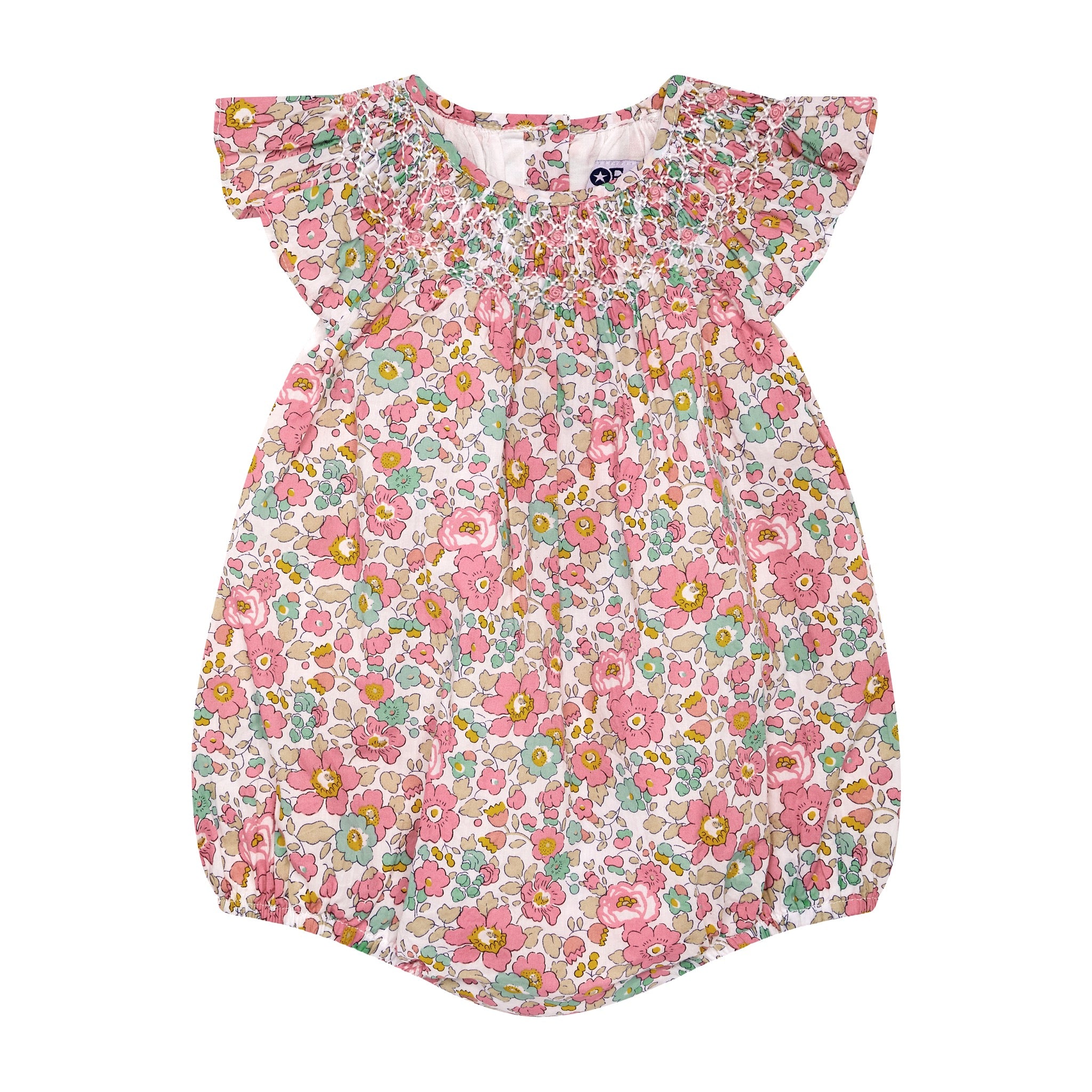 frill sleeve floral baby romper 