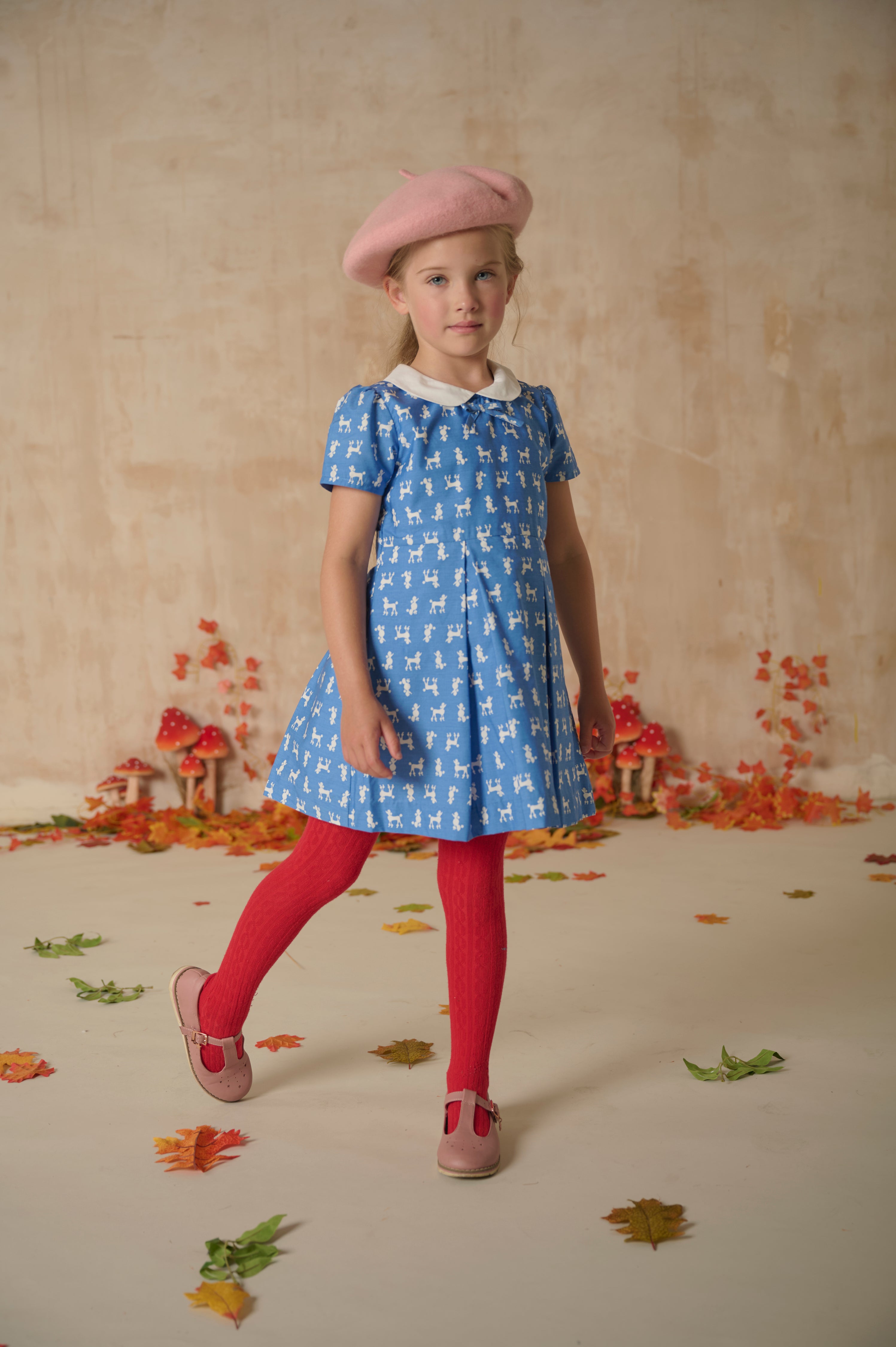 Poodle Motif Girls Dress - Bijoux