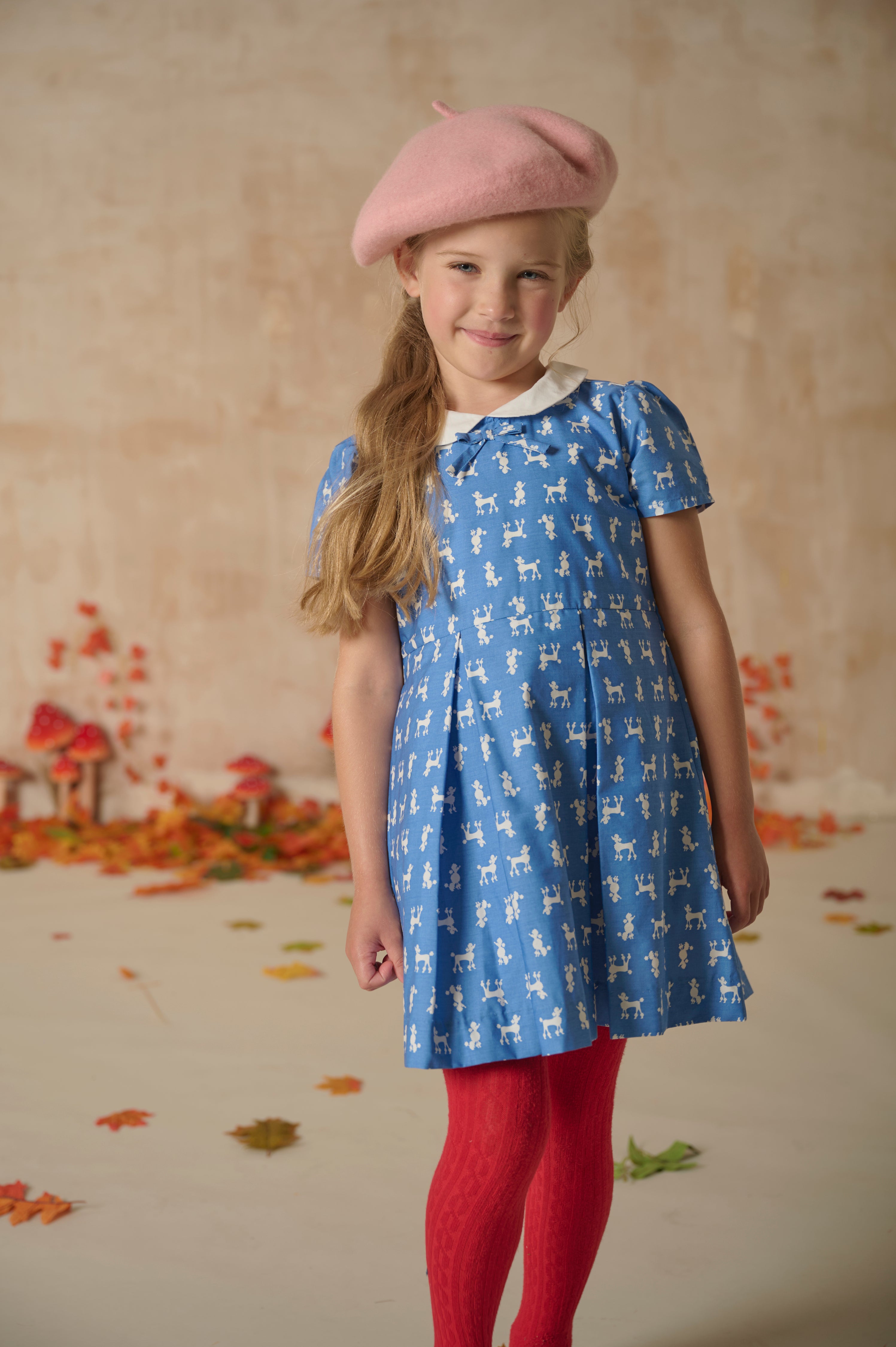 Poodle Motif Girls Dress - Bijoux