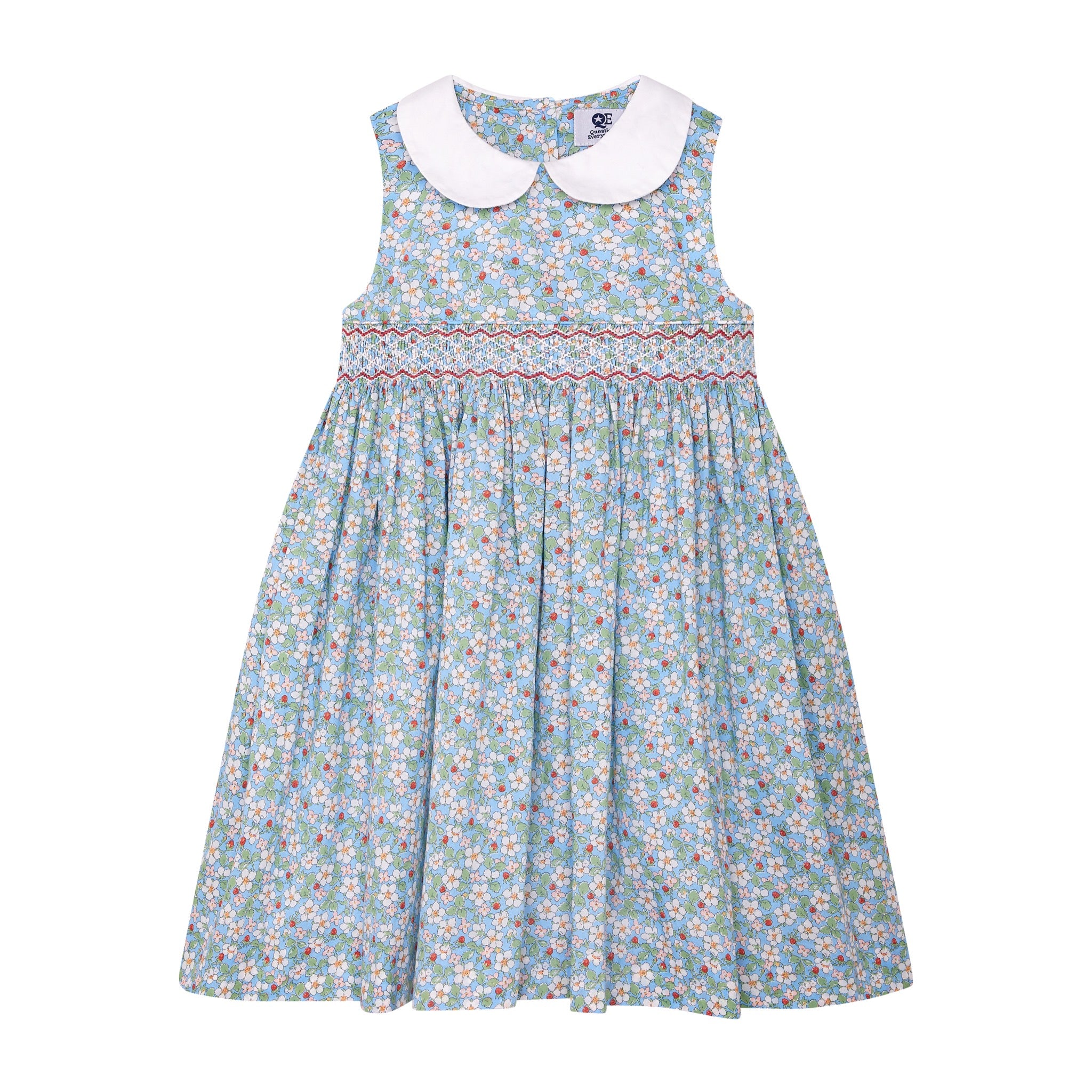 smocked Liberty print girls dress, front