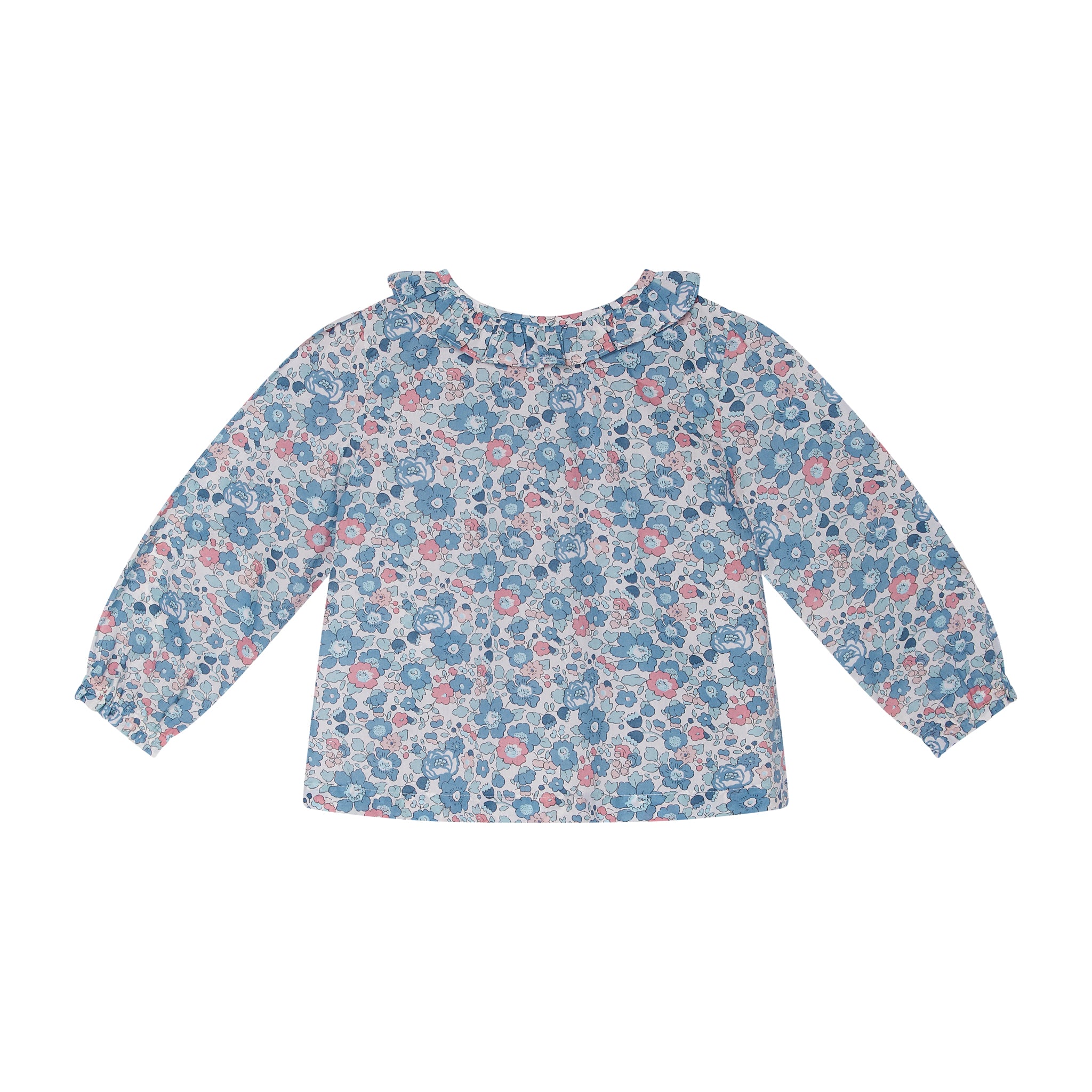 Blouse with frill collar made from Liberty Betsy fabric, front