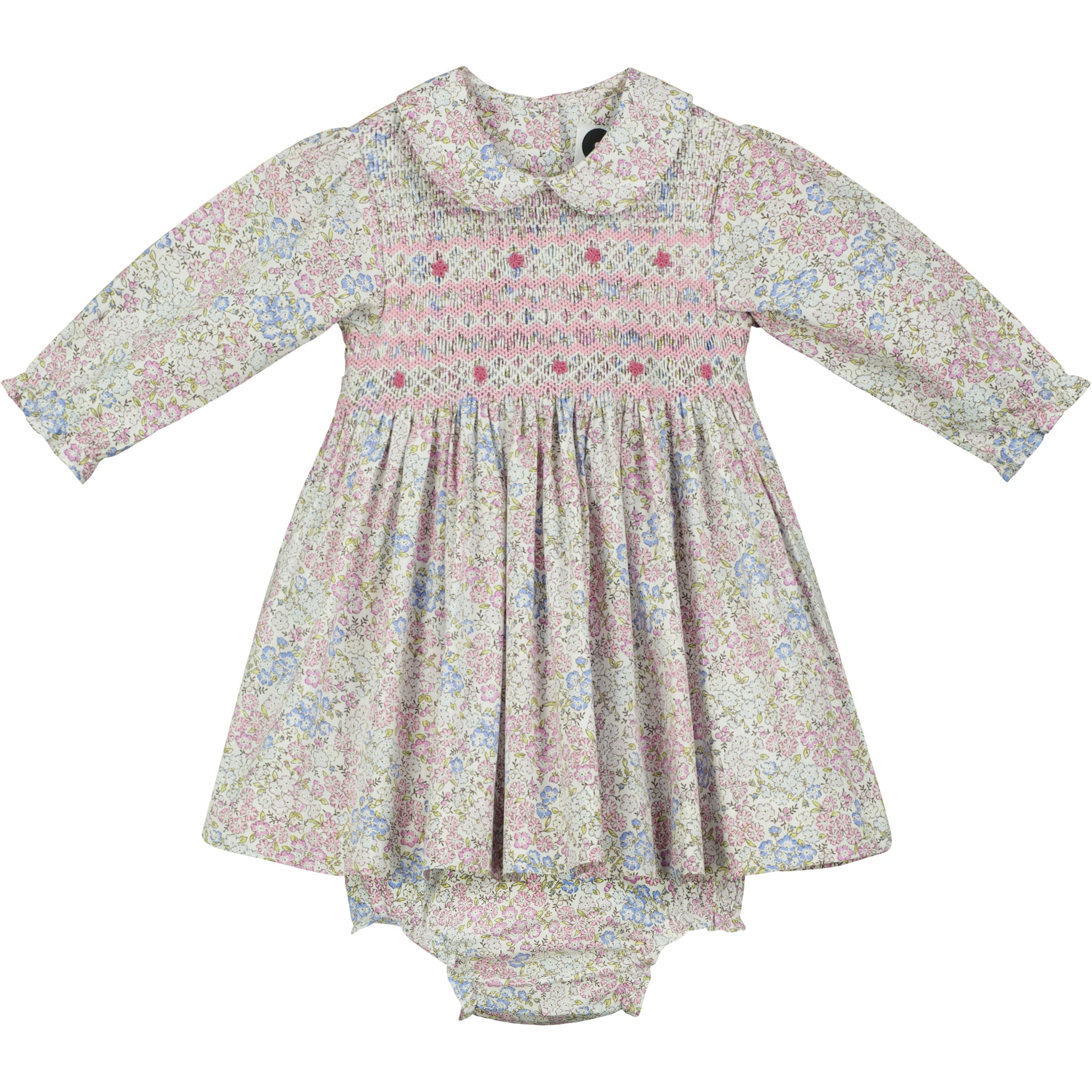 long sleeve smock baby dress, front