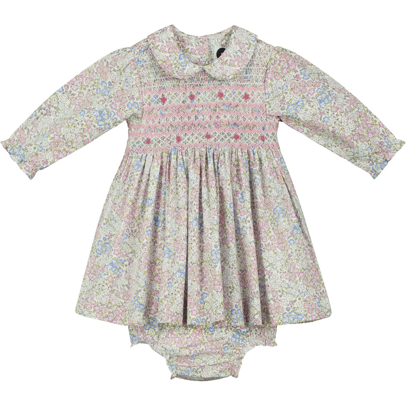 long sleeve smock baby dress, front