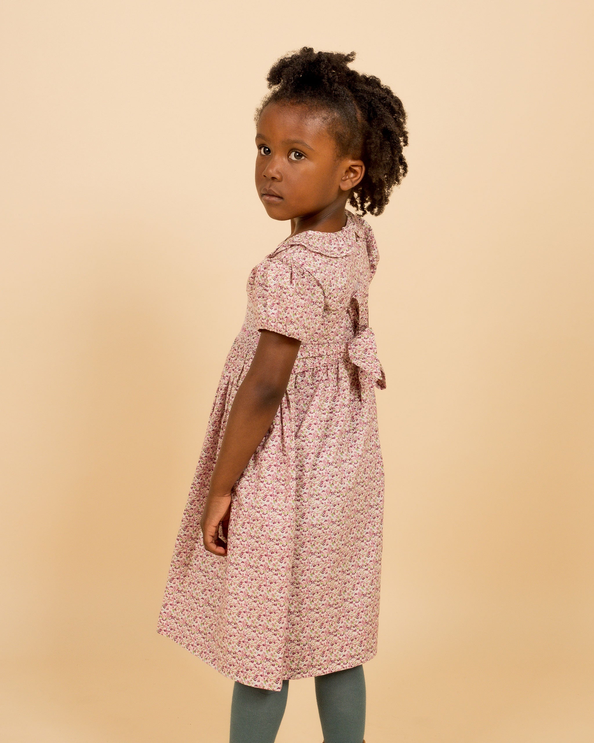 girl in hand-smocked dress -back