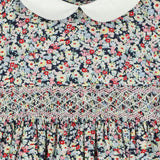 floral winter smock dress for girls, detail