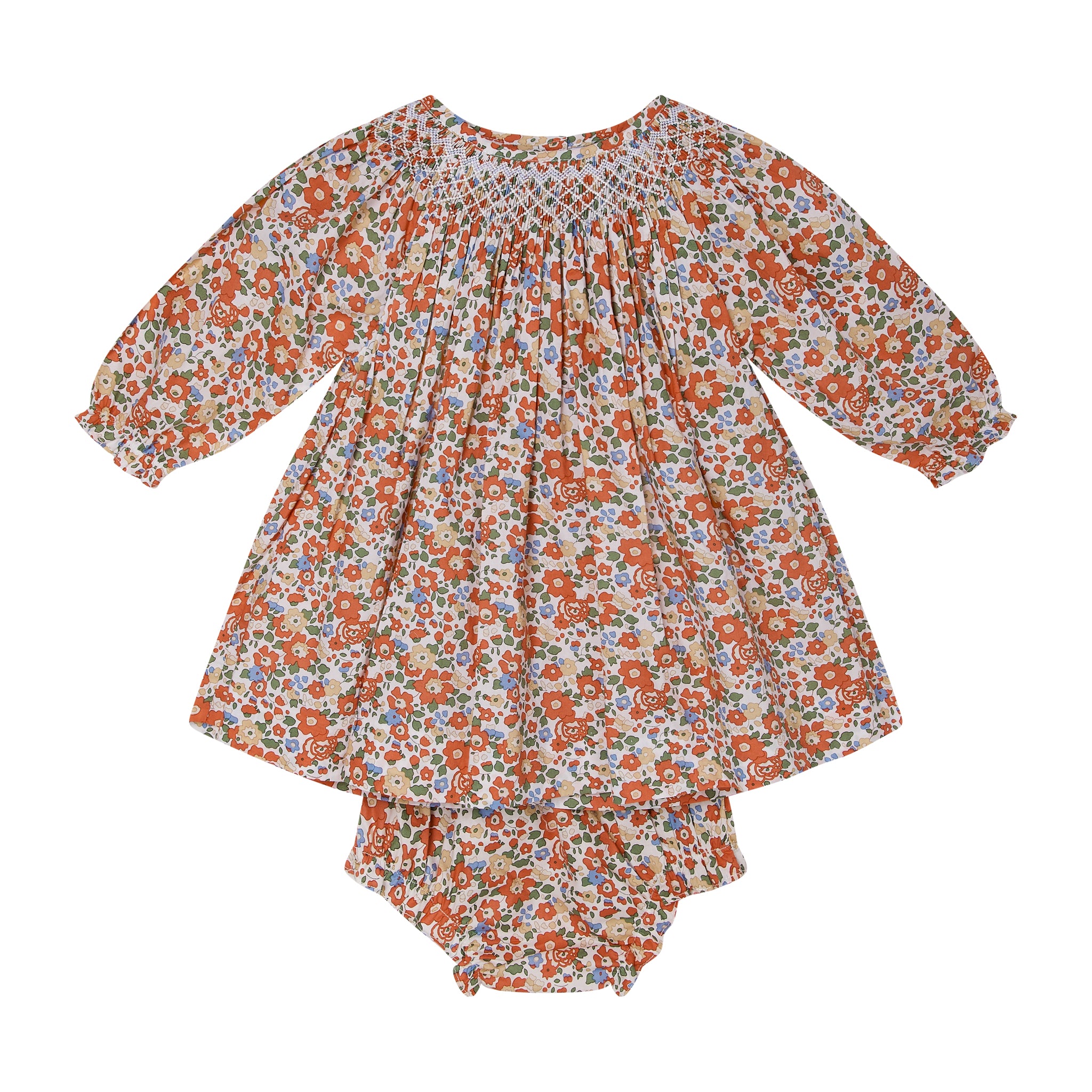smocked dress for baby floral, red