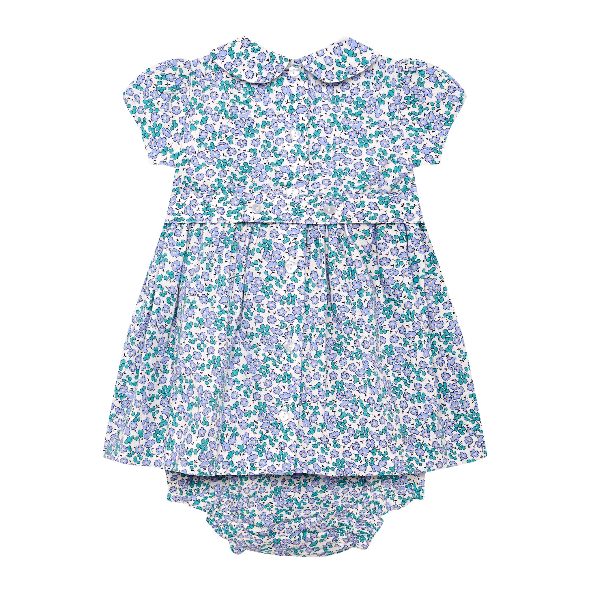  Floral dress with bloomers, hand-smocked, made from 100% cotton, back