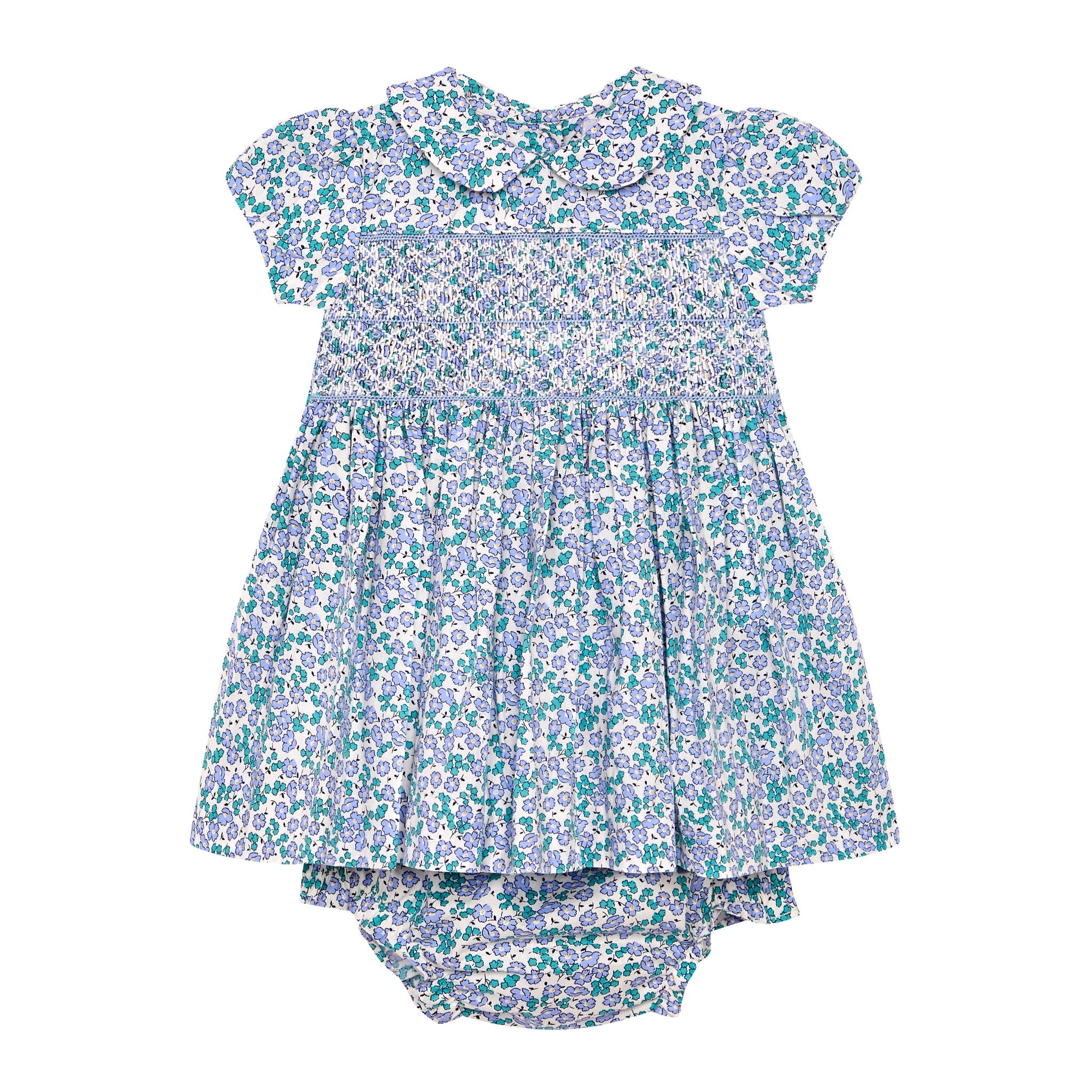  Floral dress with bloomers, hand-smocked, made from 100% cotton, front