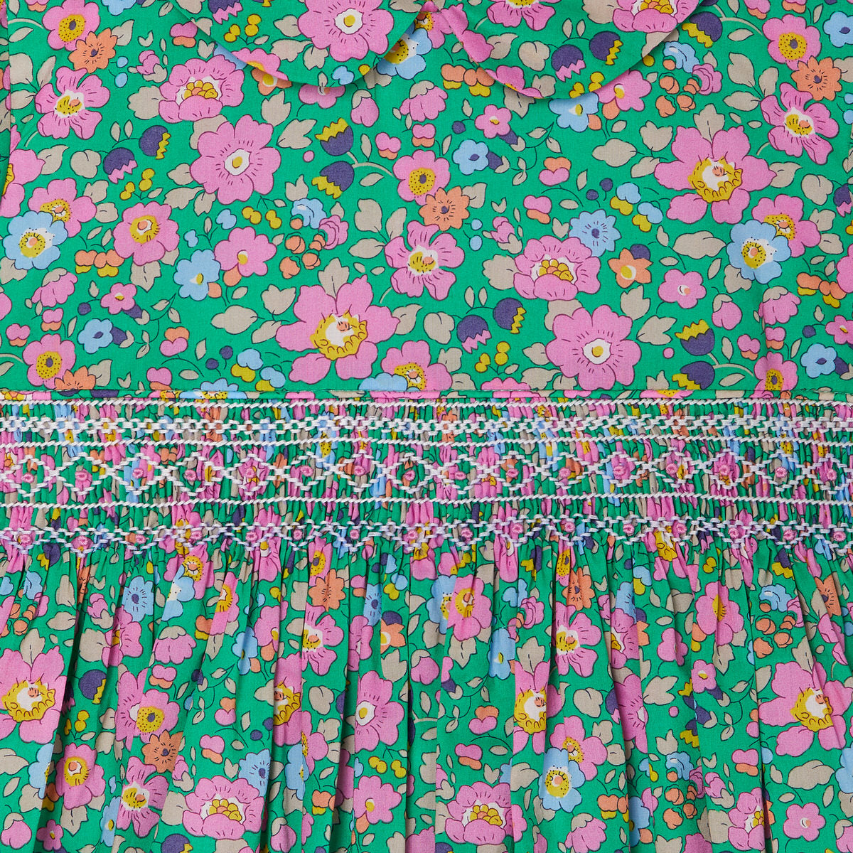 Made with Liberty Fabric: Hand-Smocked Girls Dress - EMERALD