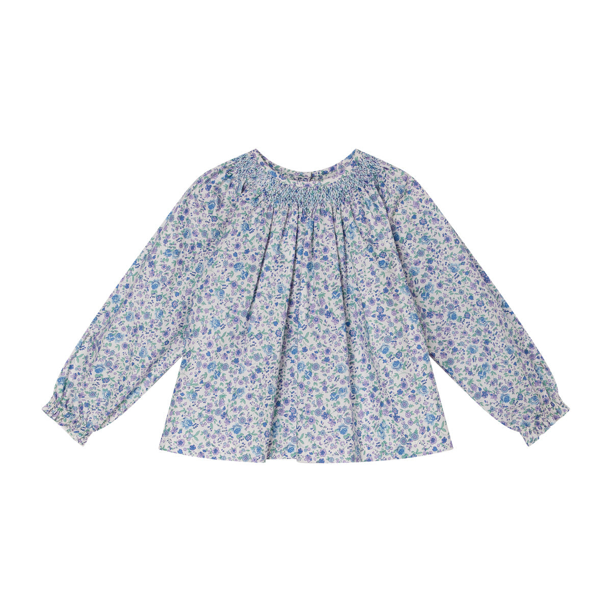 floral smocked blouse, front