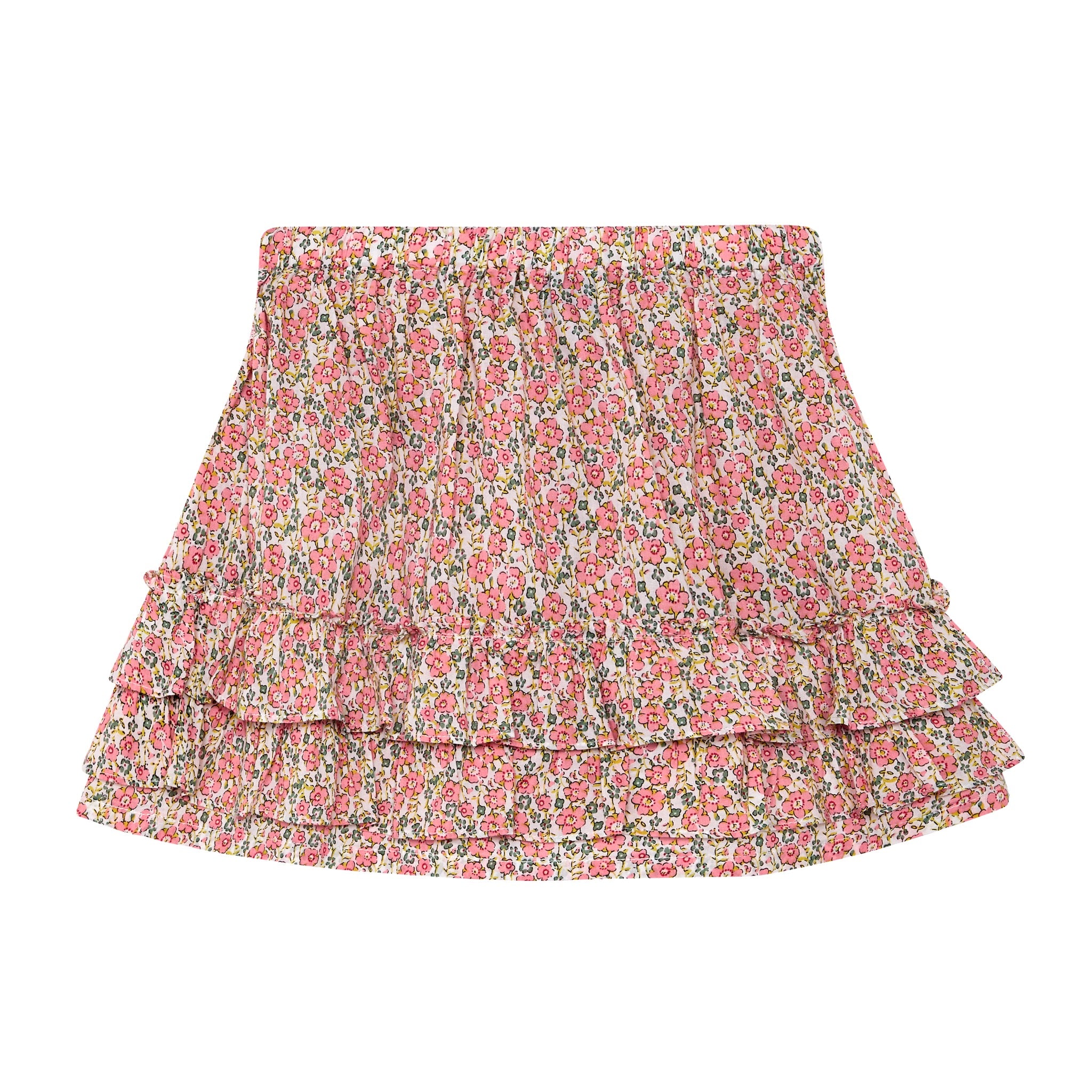 ruffle skirt, floral with smocking, back