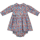  Blue and red Wiltshire Tana Lawn™ Cotton  Liberty print dress with hand-smocking, back