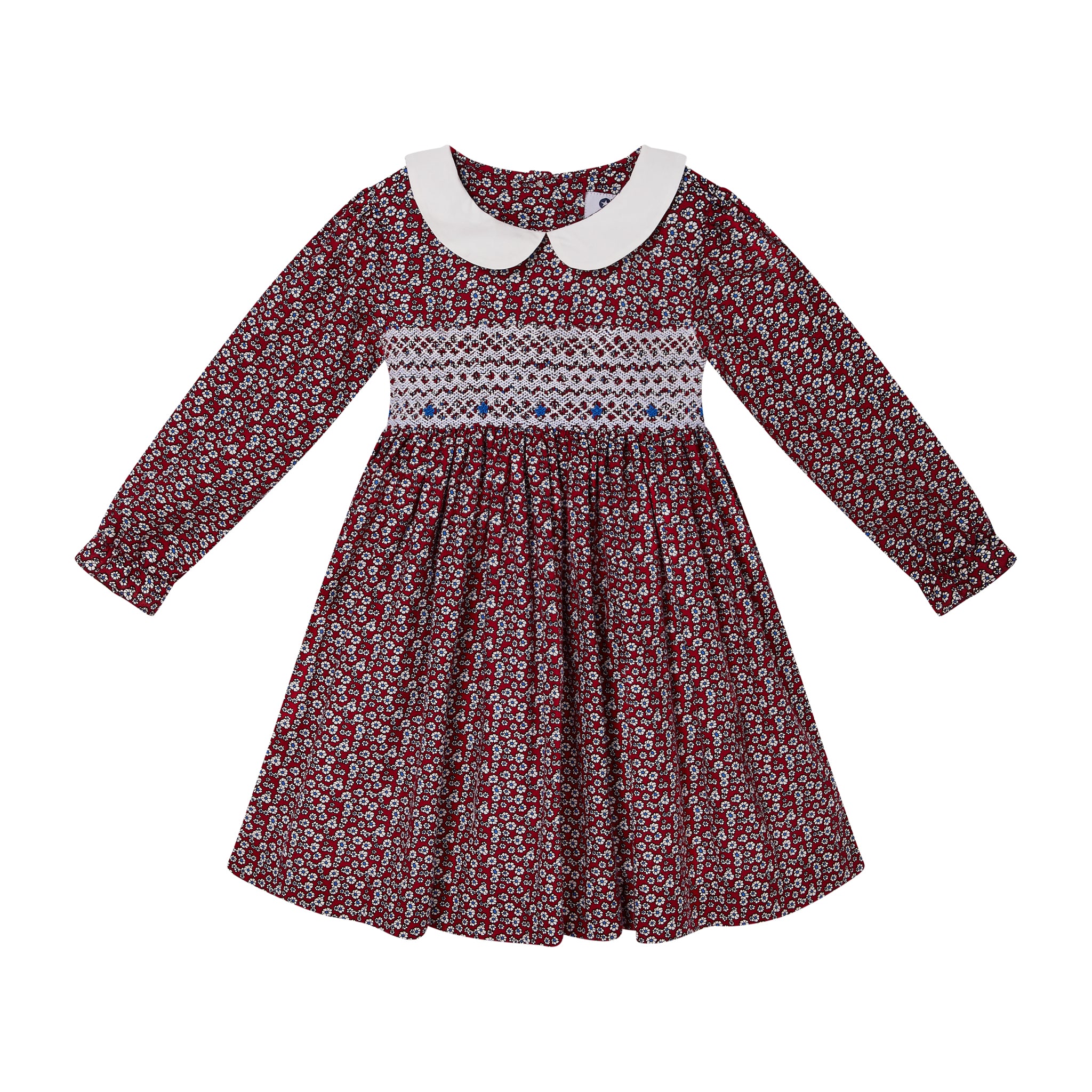 red floral smock dress